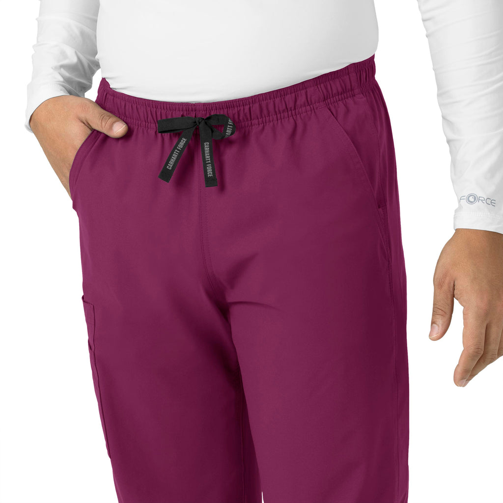 Force Essentials C55013 Unisex Elastic Waist Cargo Scrub Pants Wine