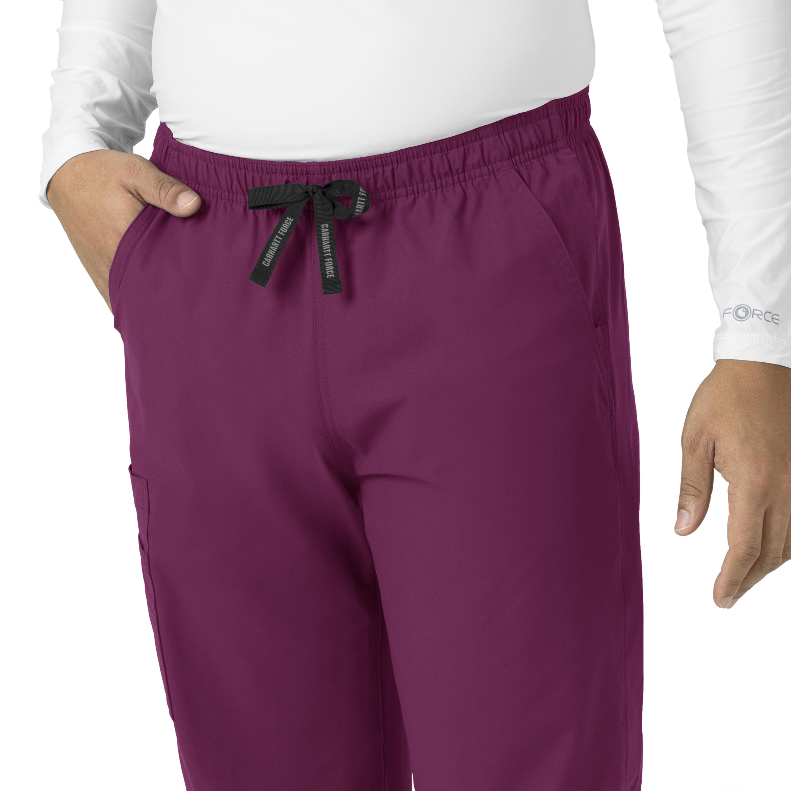 Force Essentials C55013 Unisex Elastic Waist Cargo Scrub Pants Wine