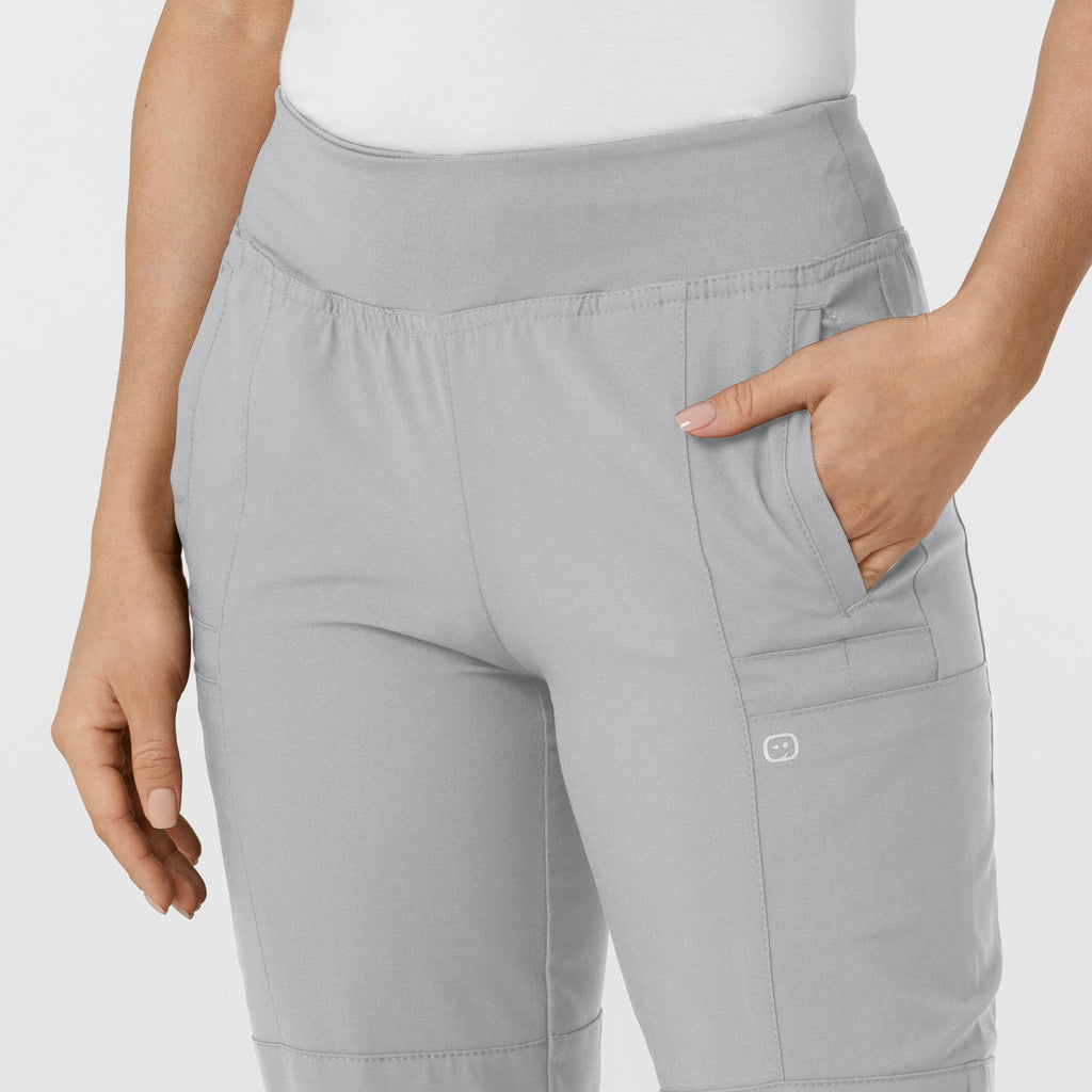 W123 5555 Comfort Waist Cargo Jogger Scrub Pants Grey