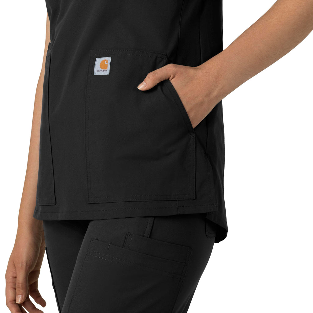 Force Essentials C12213 Notch Neck Tunic Scrub Top Black