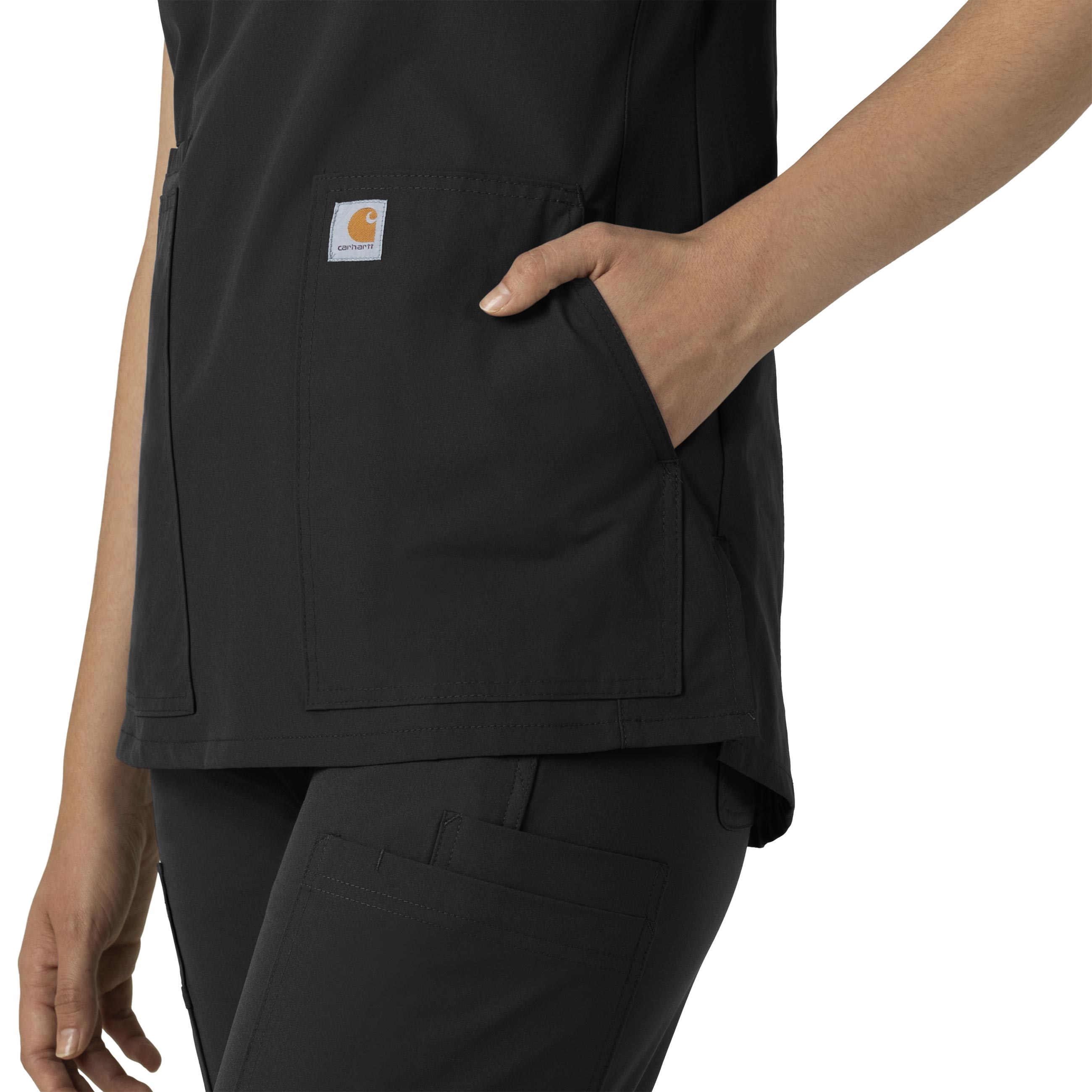 Force Essentials C12213 Notch Neck Tunic Scrub Top Black