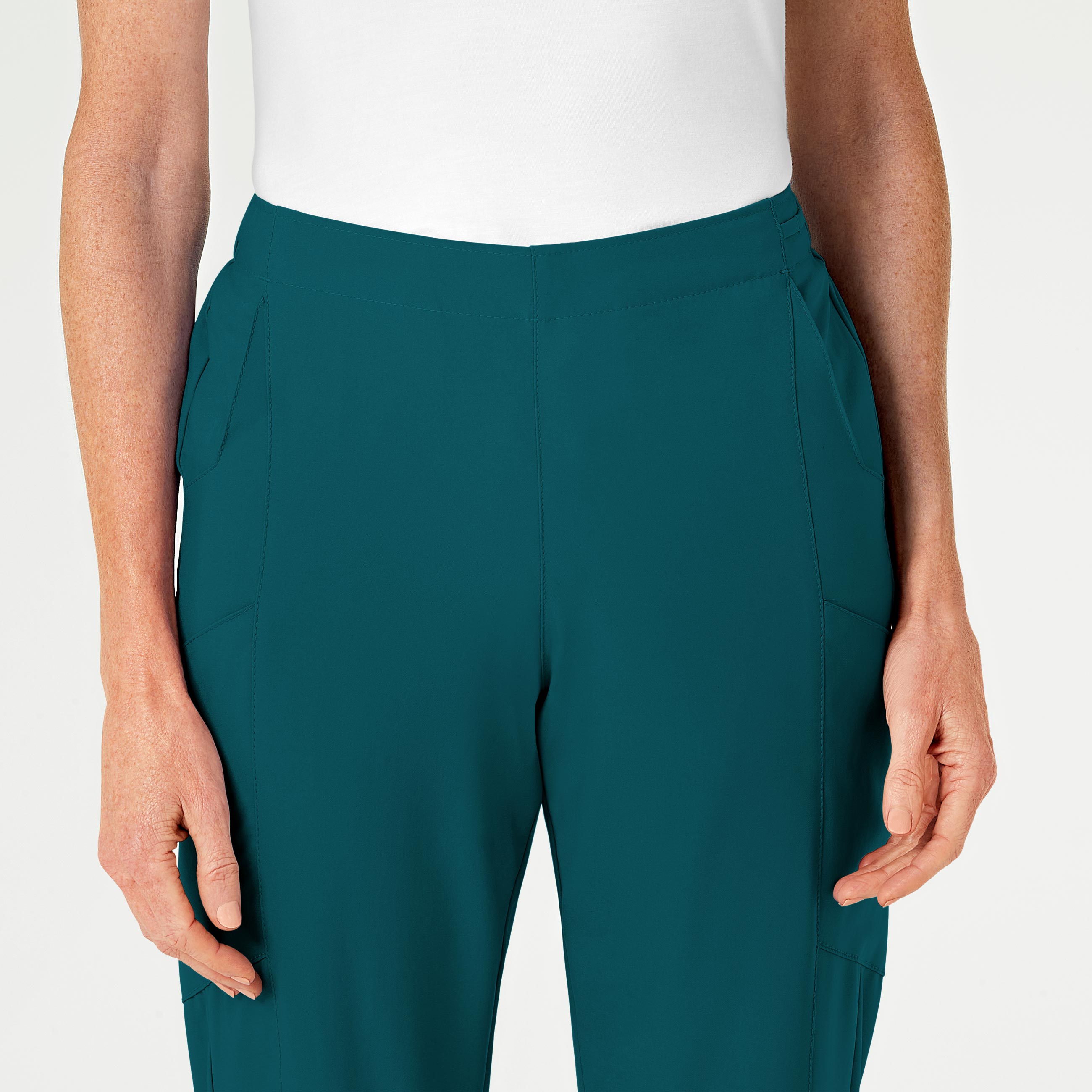W123 5155 Flat Front Cargo Scrub Pants Caribbean Blue