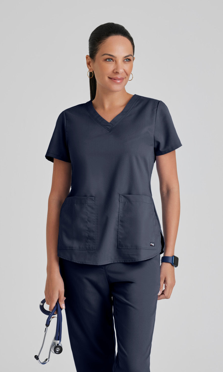 Grey's Anatomy 71166 Aubrey Scrub Top Steel