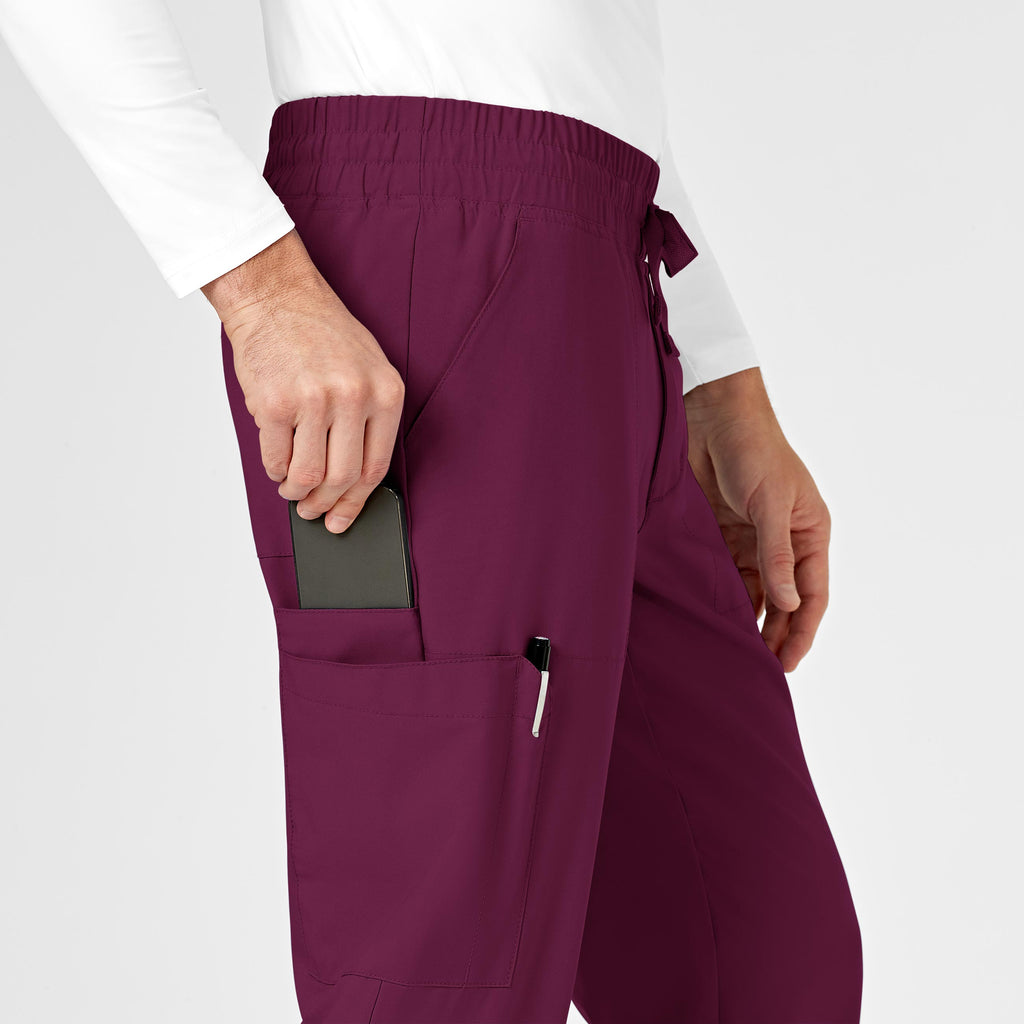 W123 5655 Men's Cargo Jogger Scrub Pants Wine