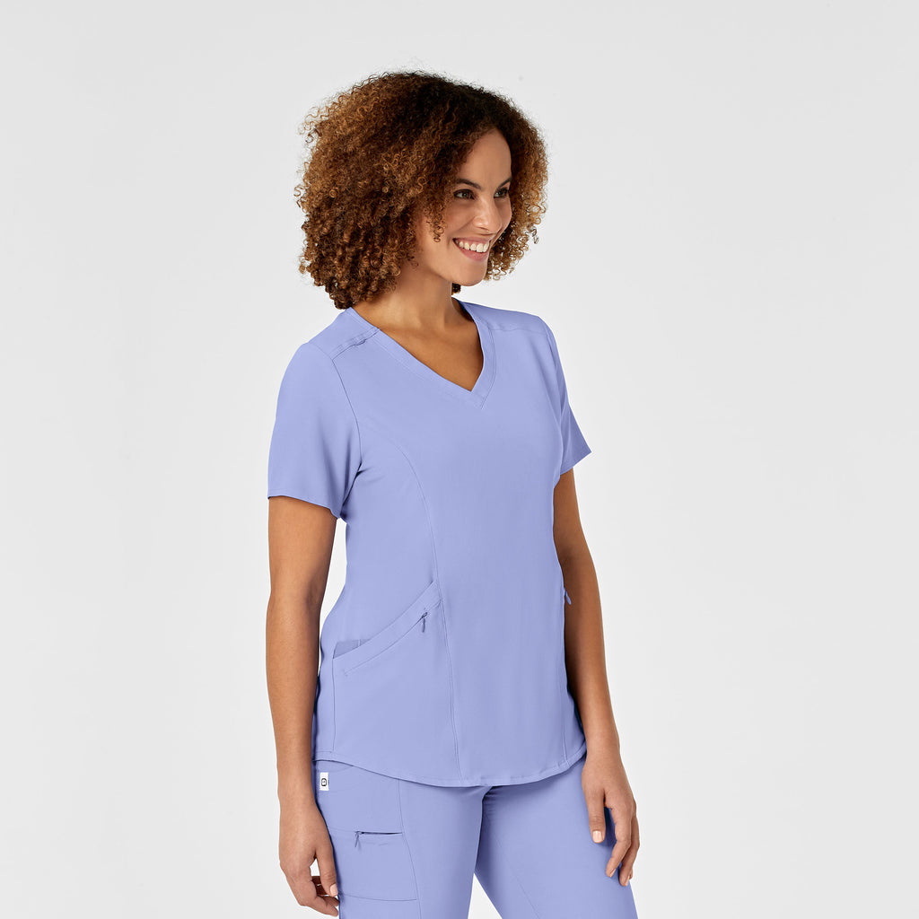 RENEW 6134 V-Neck Scrub Top Ceil Blue