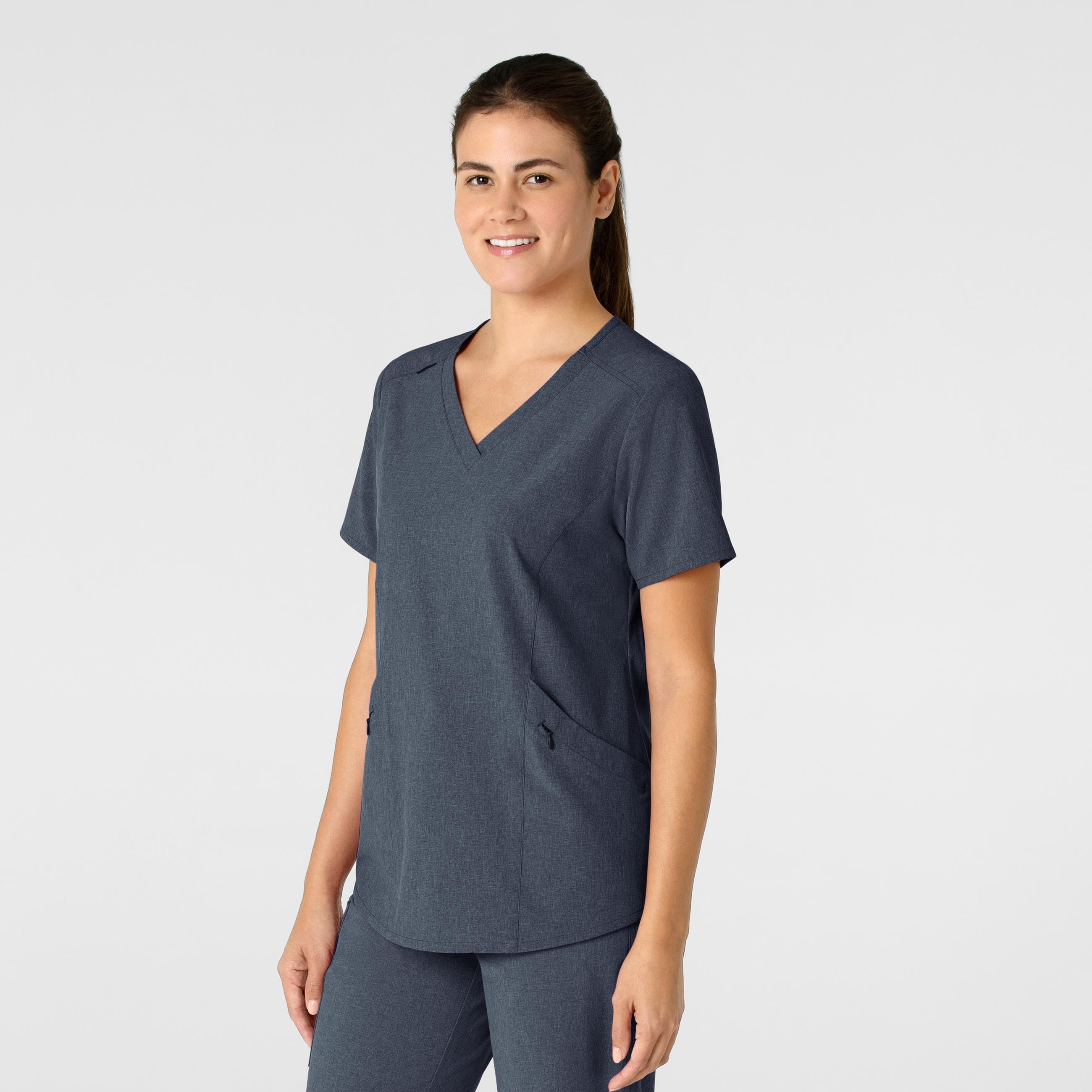 RENEW 6134 V-Neck Scrub Top Navy Heather