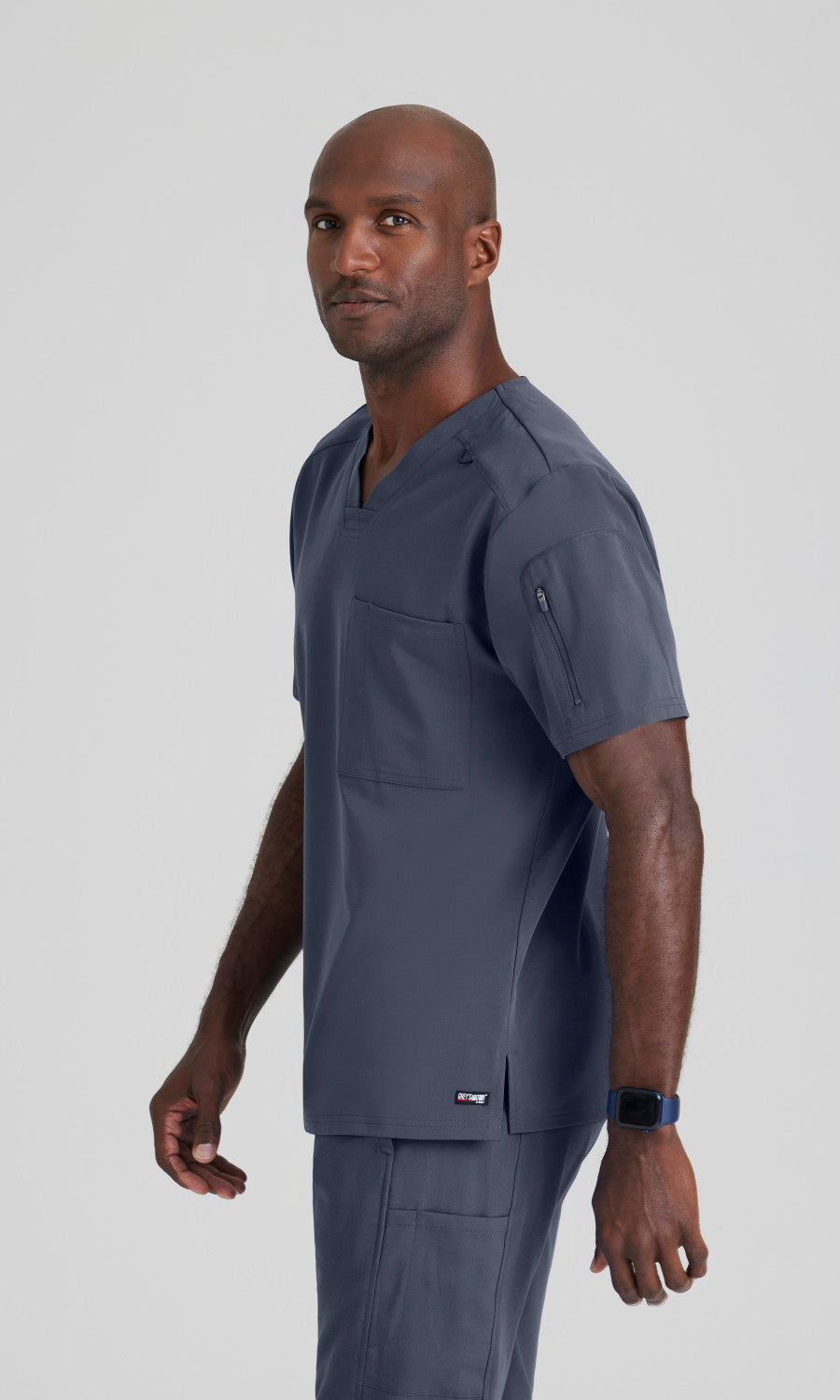 Grey's Anatomy Stretch GRST079 Murphy Scrub Top Steel