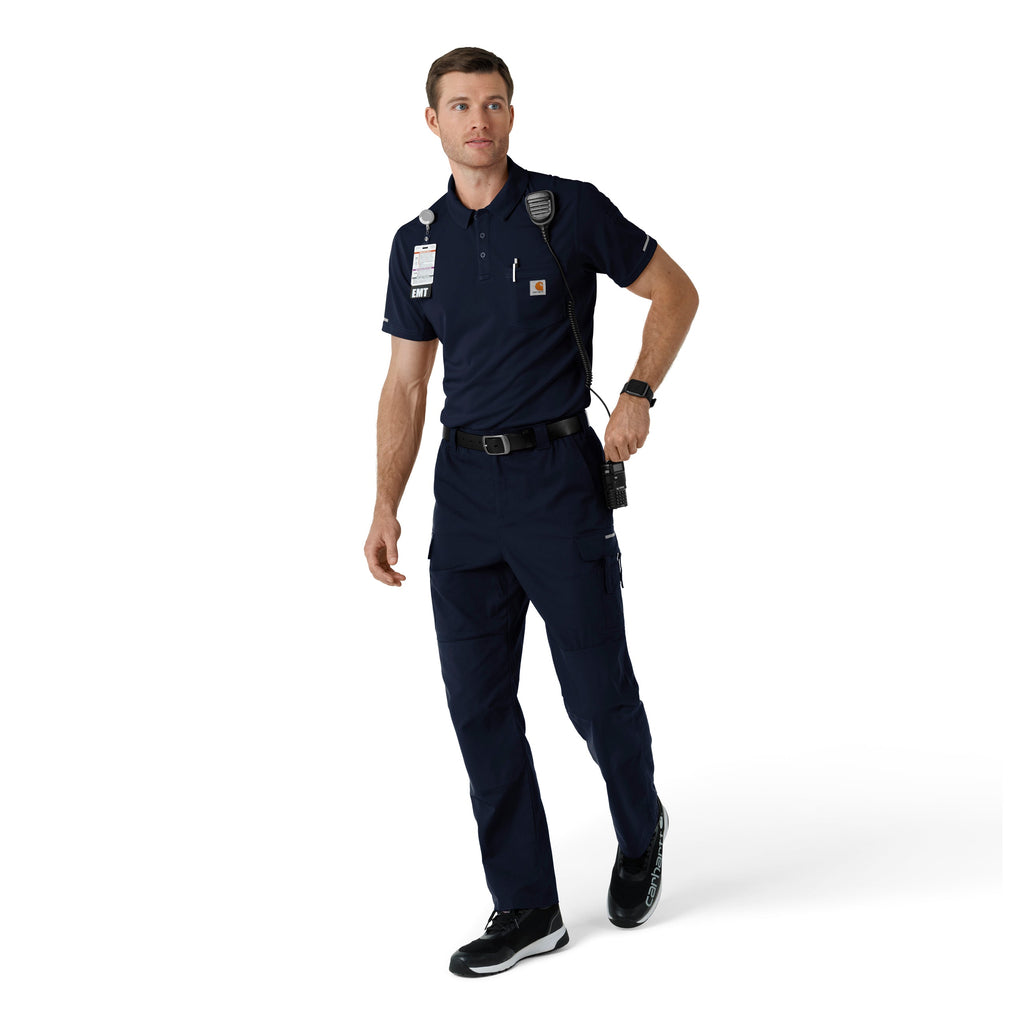Rugged Flex C16119 Men's Lightweight Short Sleeve Polo Scrub Top Dark Navy