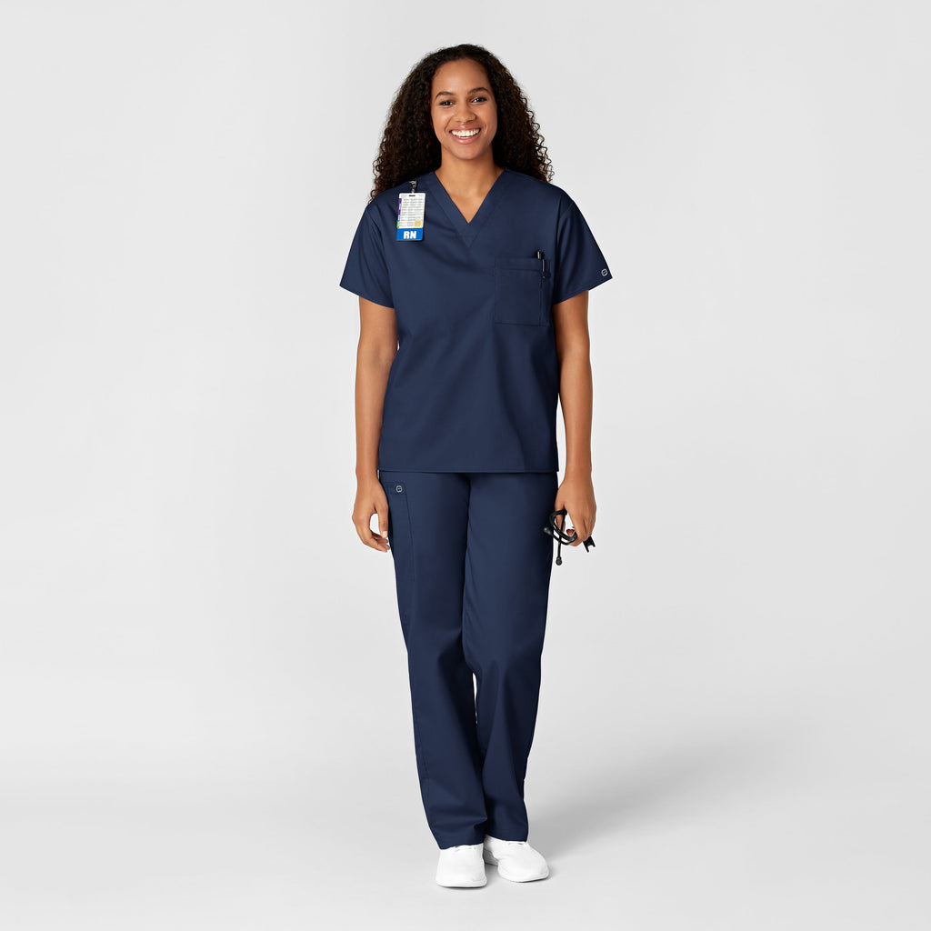 WonderWORK 100 Unisex V-Neck Scrub Top Navy