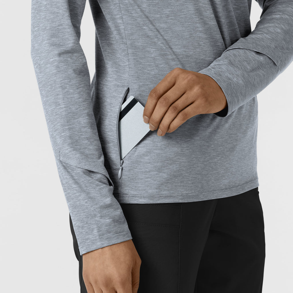 Layers 2239 Watch Window Quarter Zip Scrub Top Grey Heather