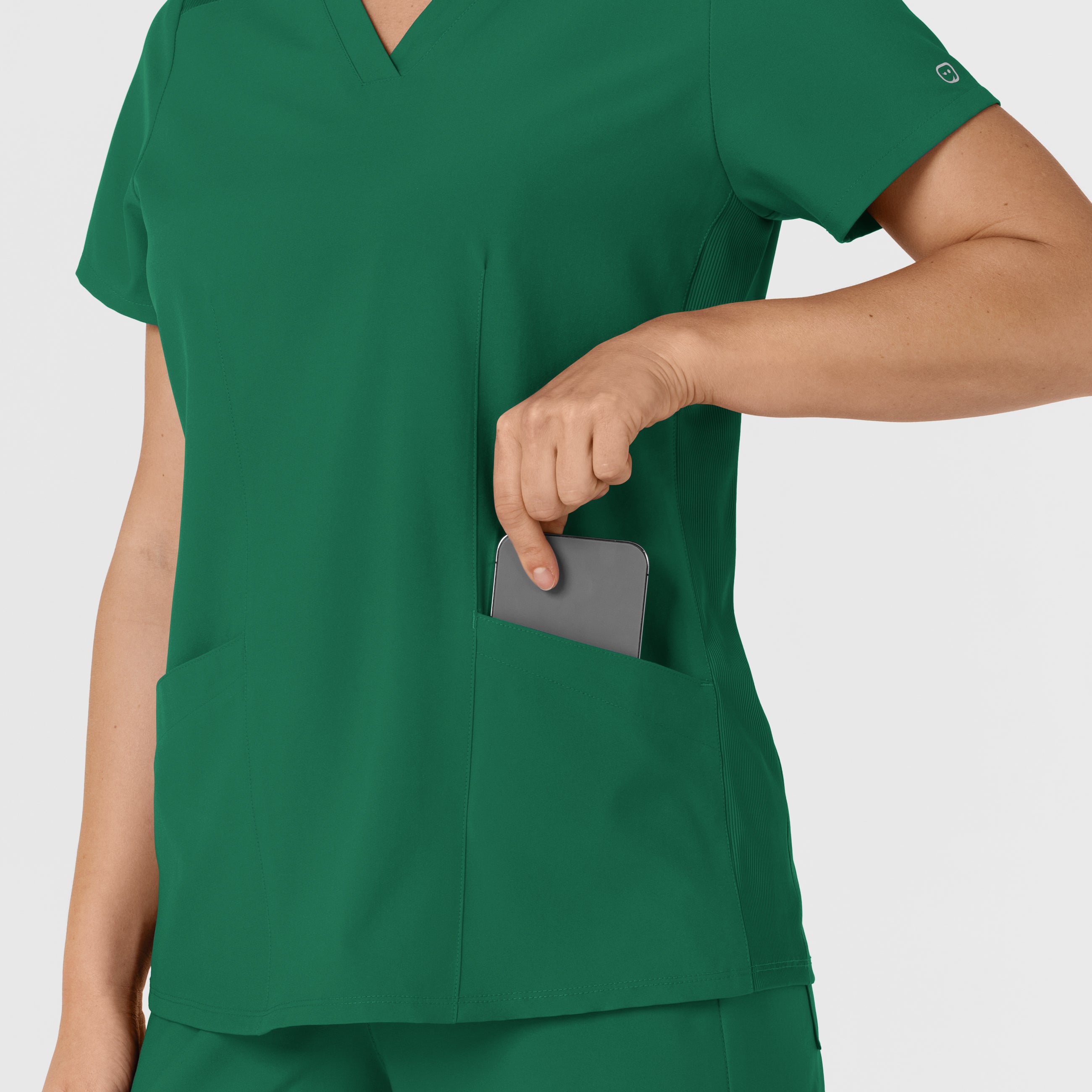 W123 6145 Flex-n-Reach Side Panel V-Neck Scrub Top Hunter