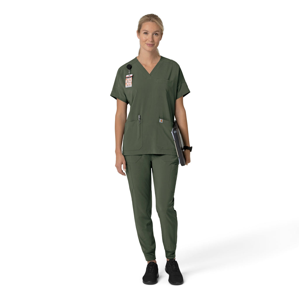 Force Cross-Flex C13110 Women's Oversized V-Neck Scrub Top Olive