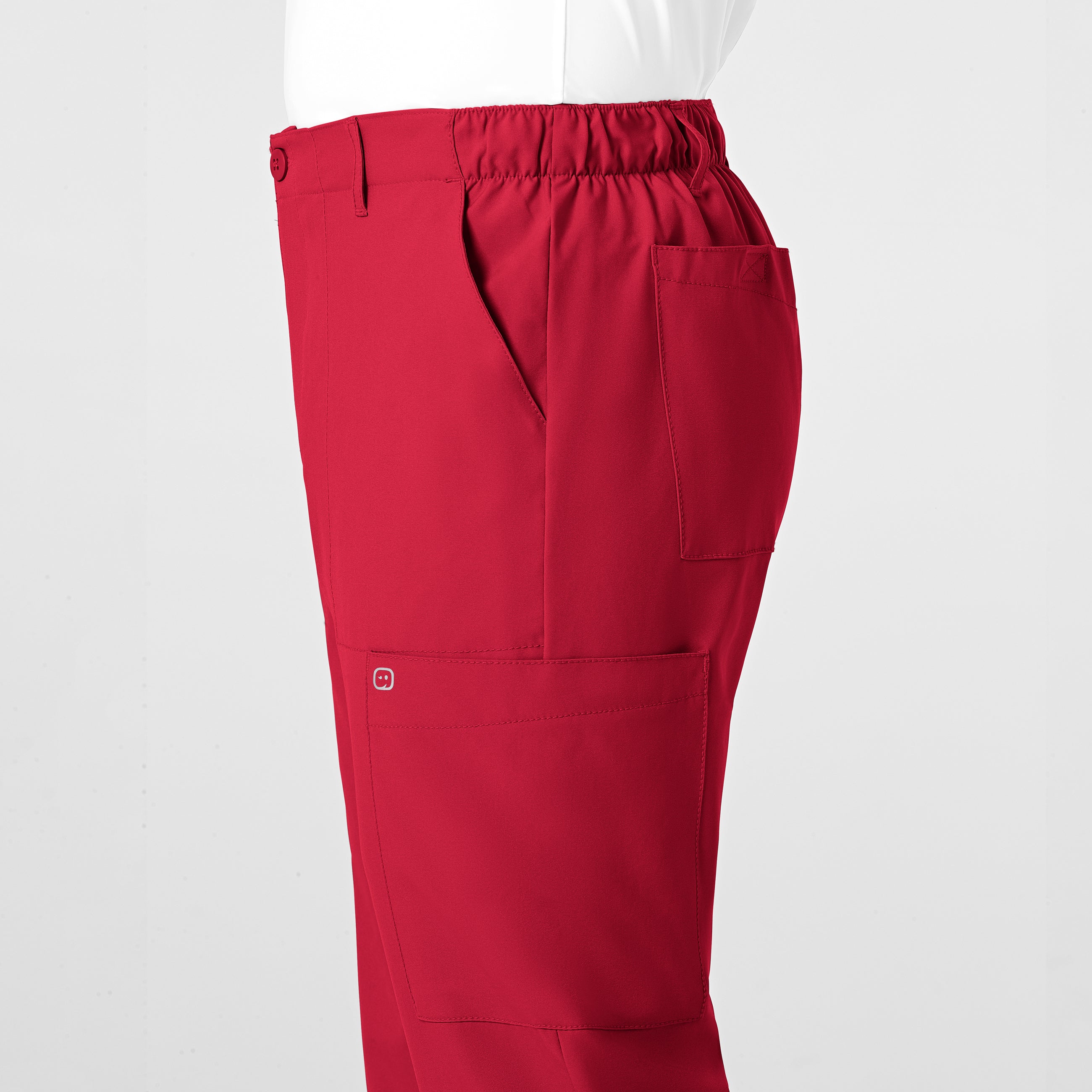 W123 5355 Men's Flat Front Cargo Scrub Pants Red