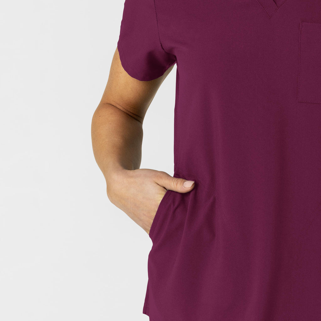 W123 6045 Flex-n-Reach V-Neck Scrub Top Wine