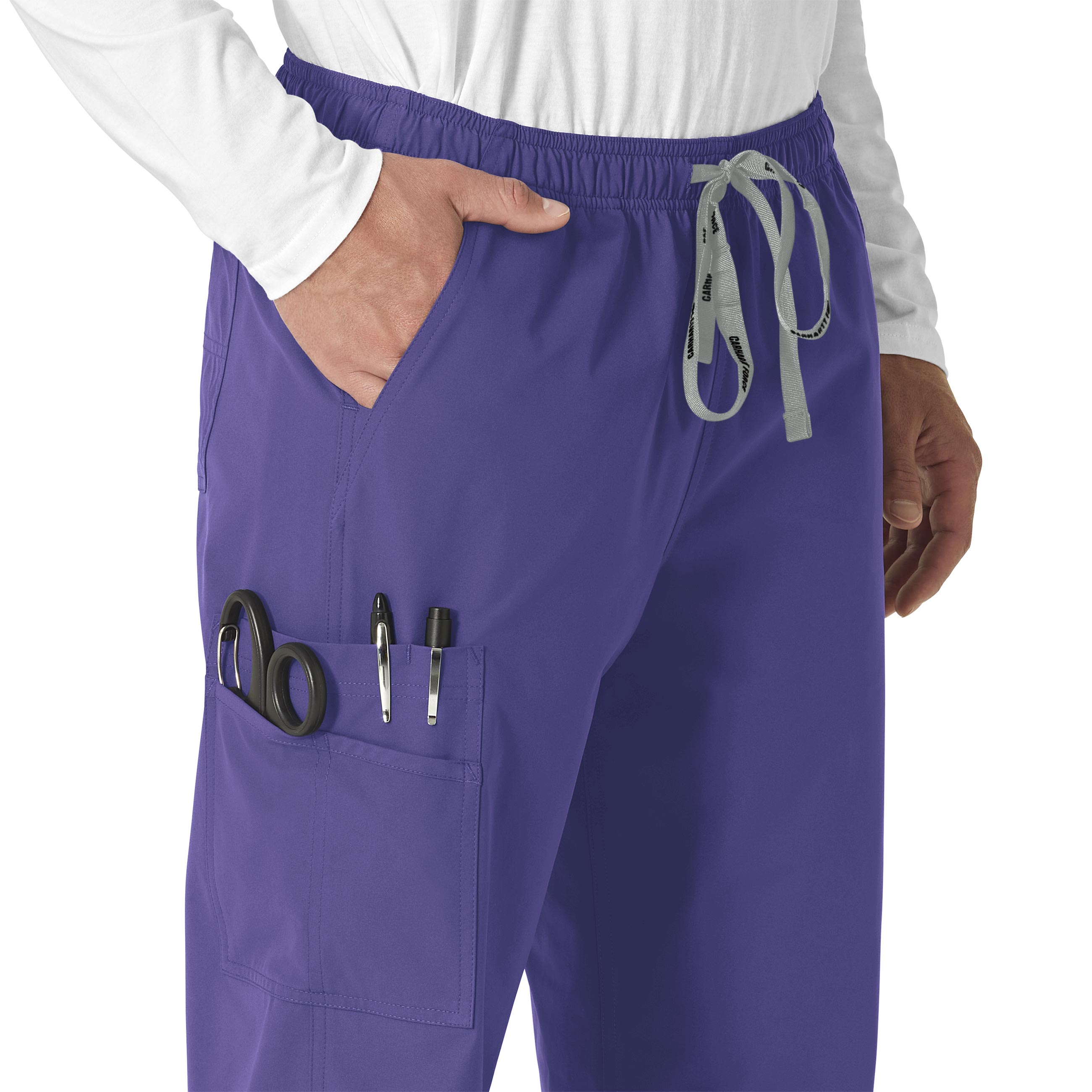 Force Essentials C55013 Unisex Elastic Waist Cargo Scrub Pants Grape