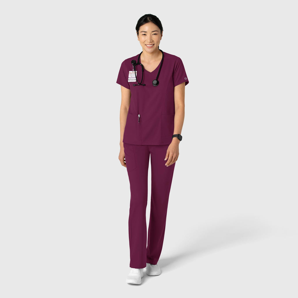 Boundless 6251 2-Pocket V-Neck Scrub Top Wine