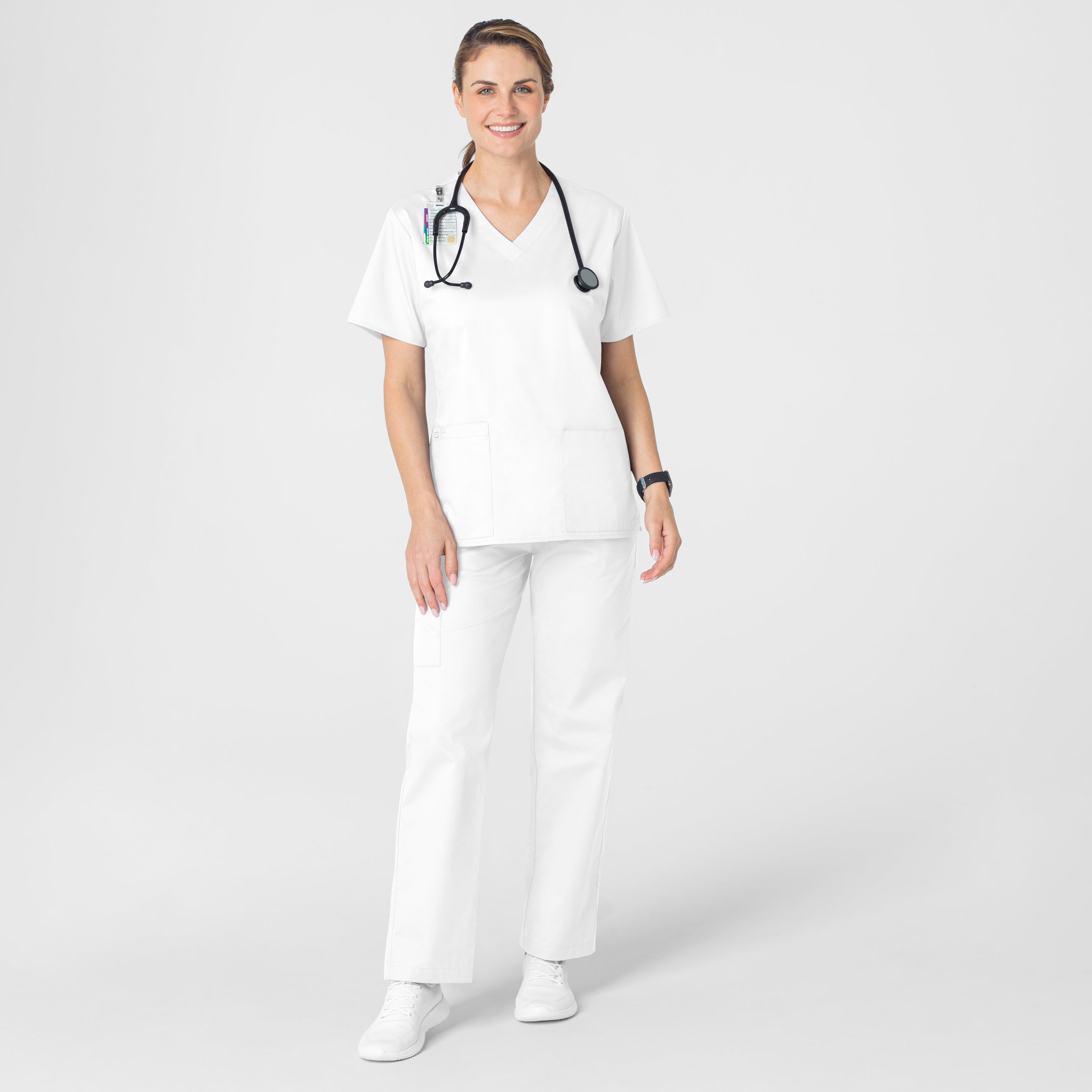 WonderWORK 101 V-Neck Scrub Top White
