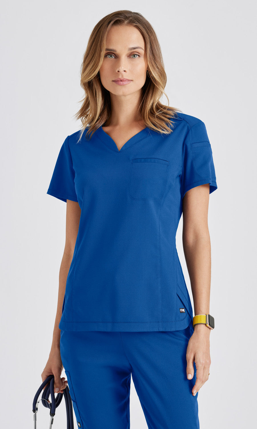 Grey's Anatomy Stretch GRST136 Capri Tuck-in Scrub Top New Royal