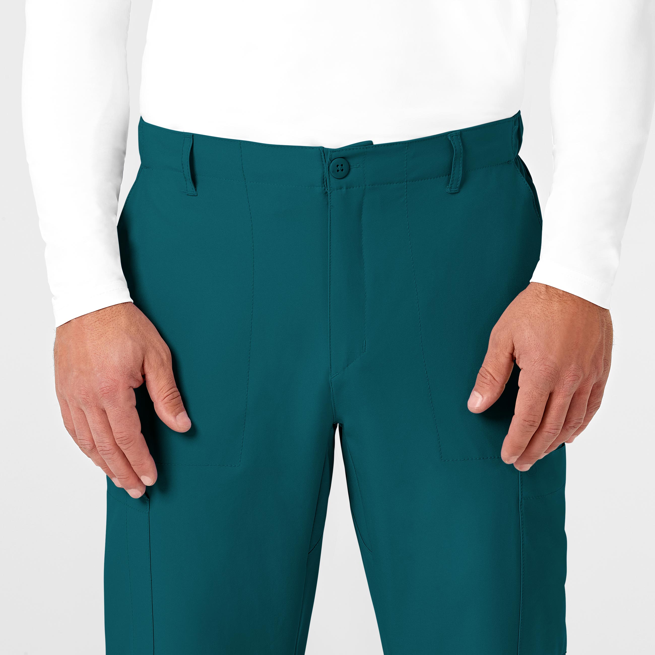 W123 5355 Men's Flat Front Cargo Scrub Pants Caribbean Blue