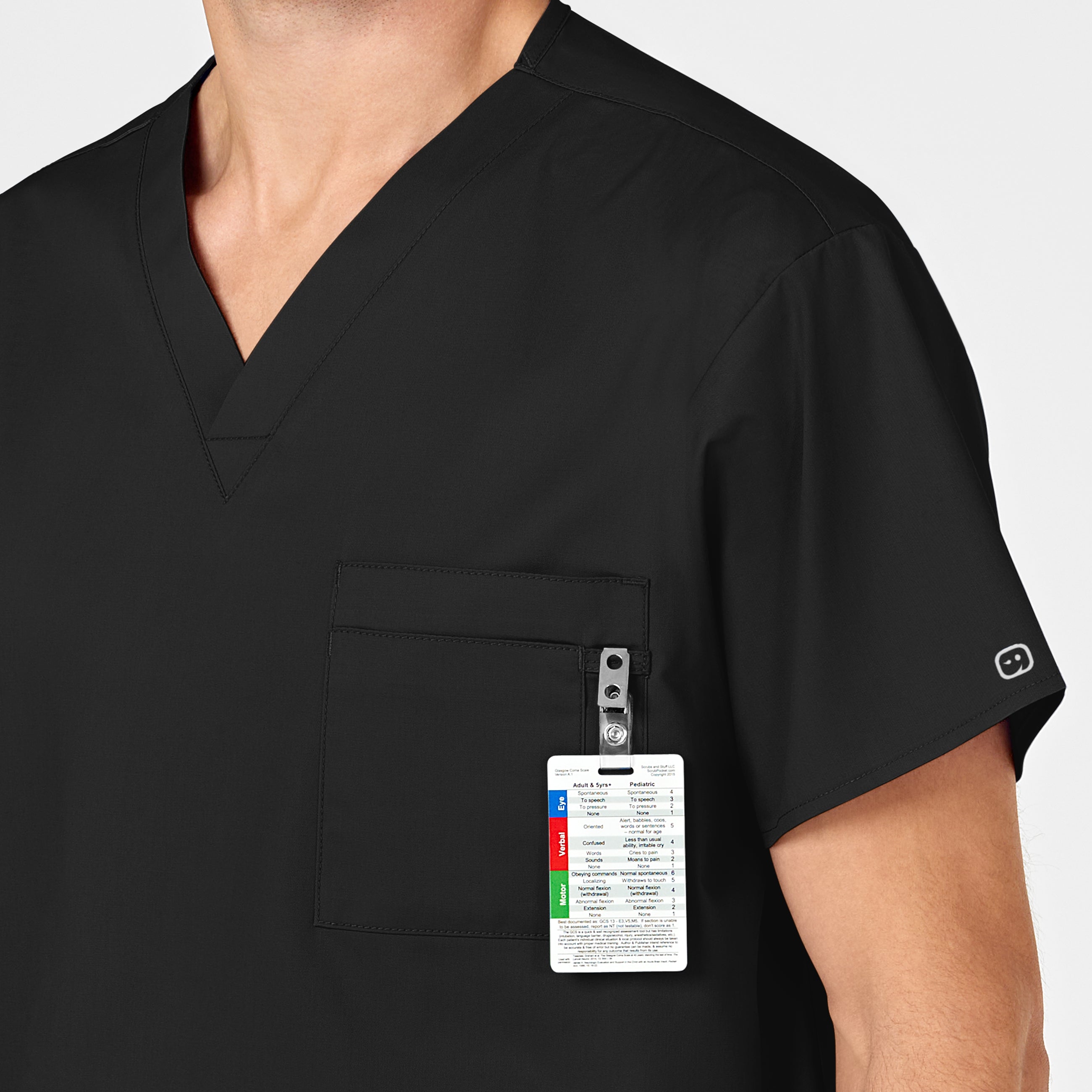 WonderWORK 100 Unisex V-Neck Scrub Top Black