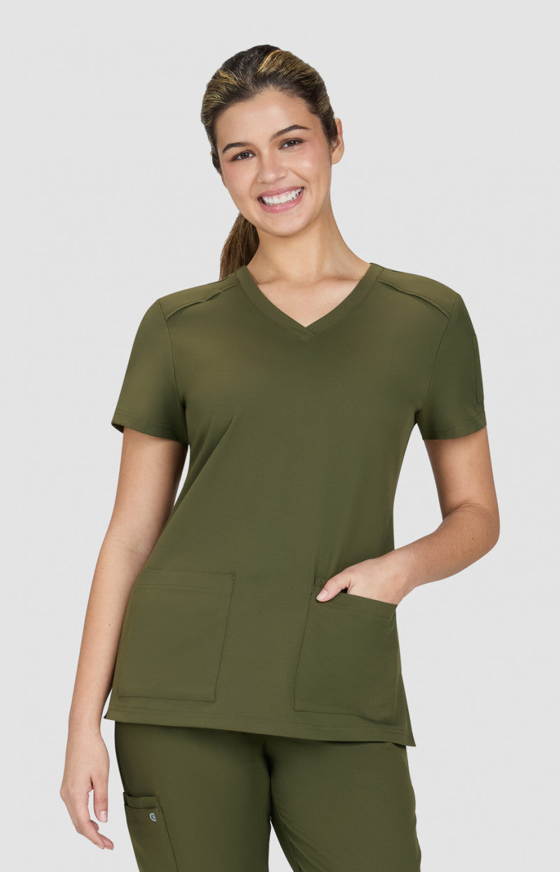 Cureology C101 Cardi Top Olive Green