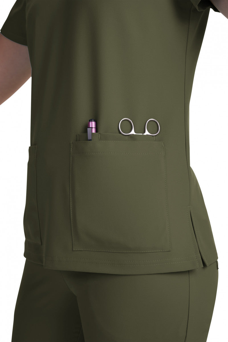 Cureology C101 Cardi Top Olive Green