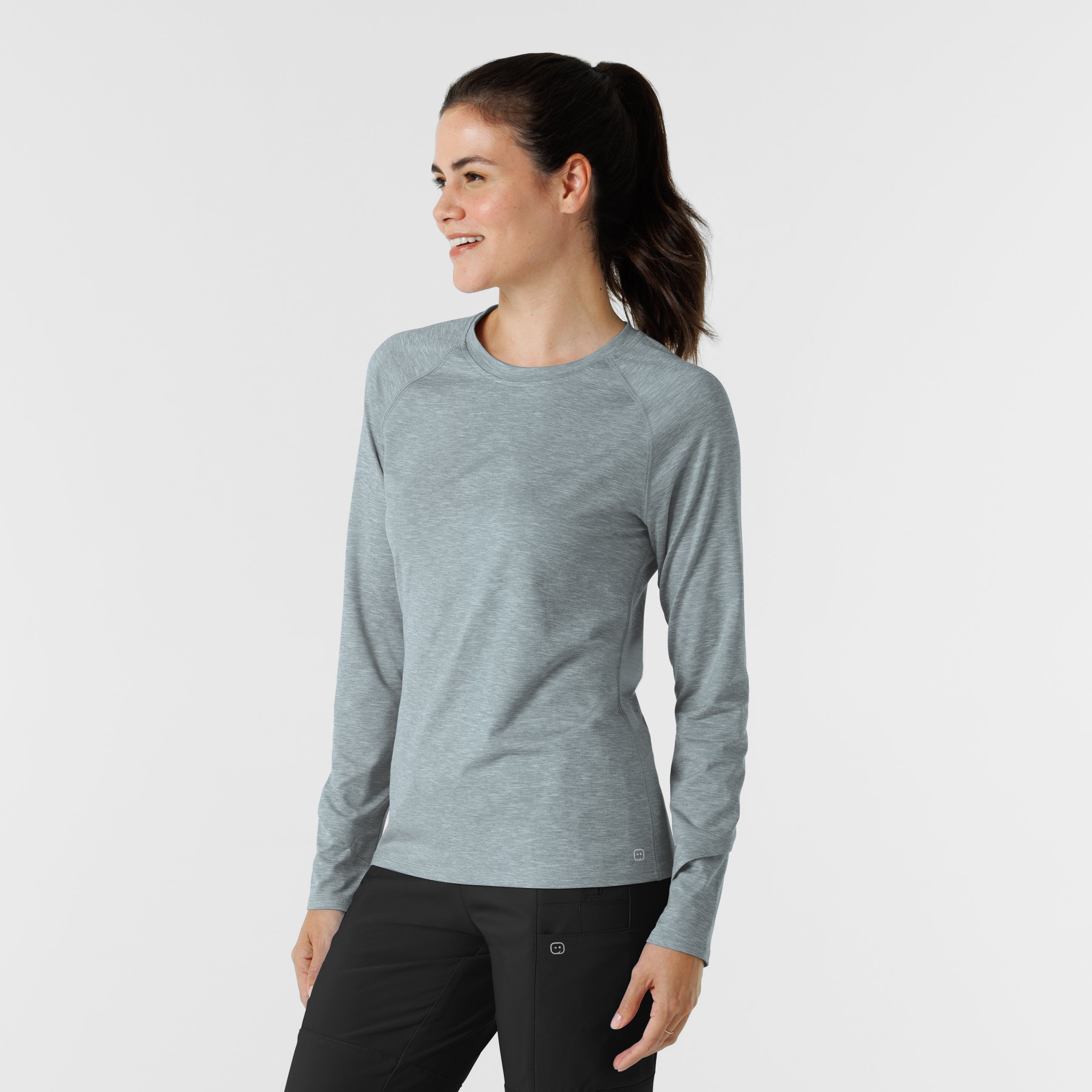 Layers 2139 Watch Window Long Sleeve Underscrub Top Grey Heather