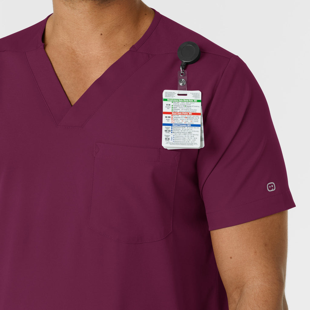Boundless 6351 Men's Multi Pocket V-Neck Scrub Top Wine