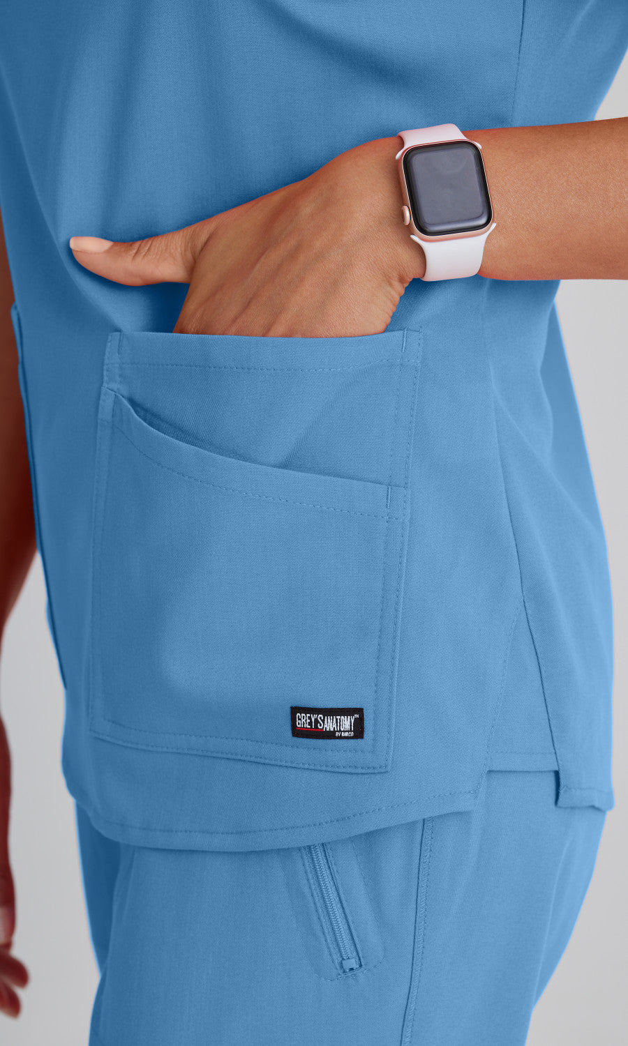 Grey's Anatomy Stretch GRST011 Emma Scrub Top Ciel Blue