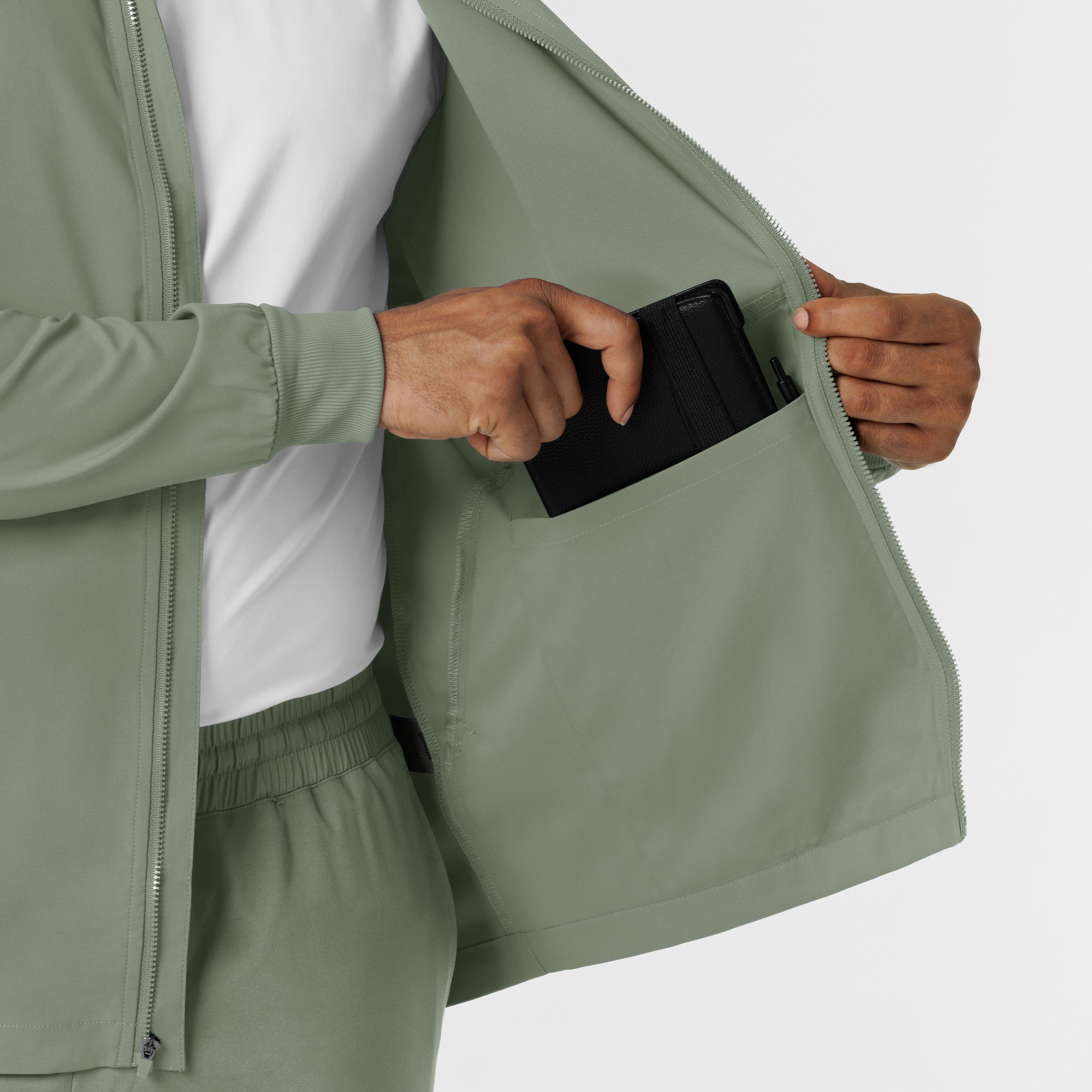 Boundless 8351 Men's Warm Up Scrub Jacket Sage