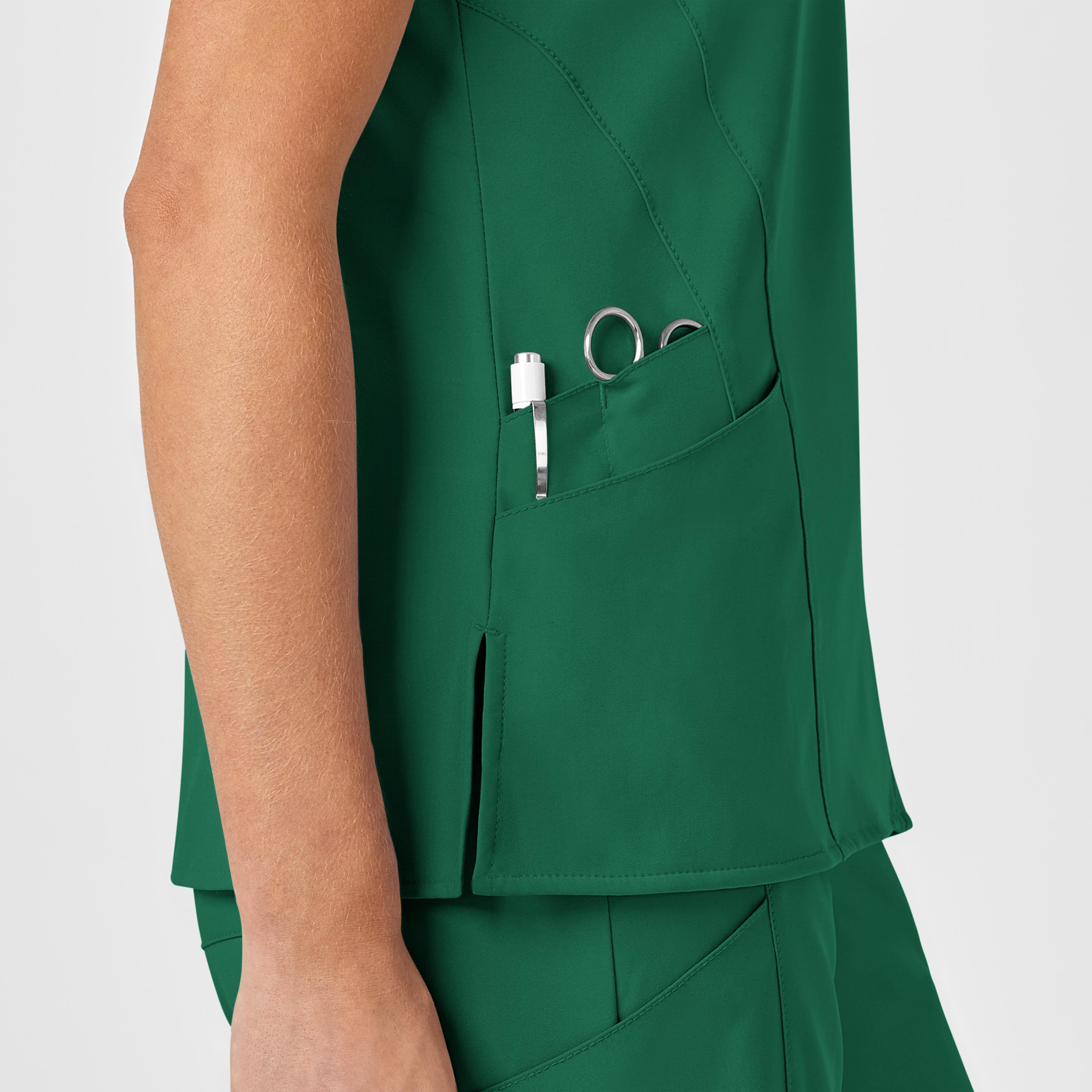 W123 6155 Stylized V-Neck Scrub Top Hunter