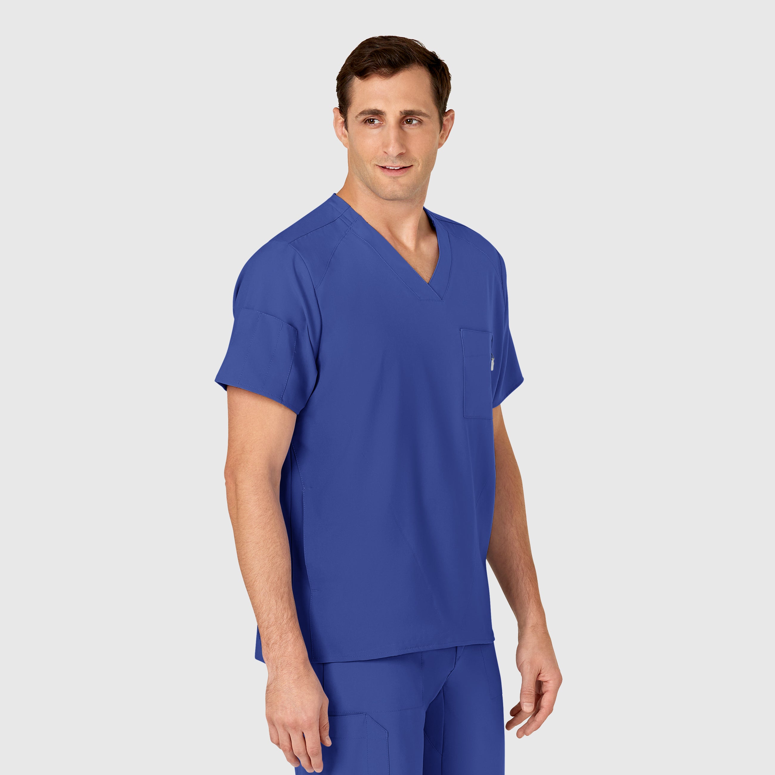 W123 6355 Men's V-Neck Scrub Top Galaxy Blue