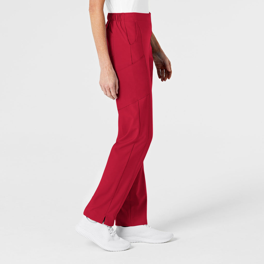 W123 5155 Flat Front Cargo Scrub Pants Red