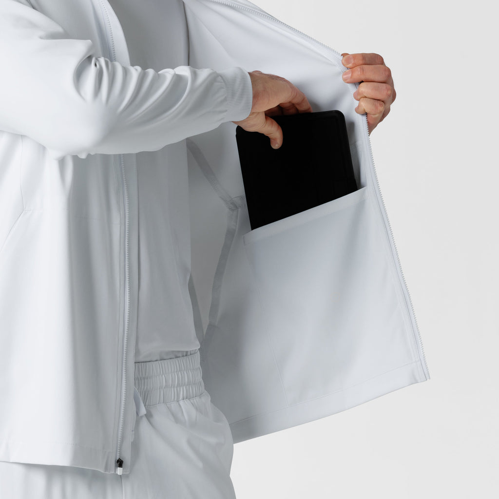 Boundless 8351 Men's Warm Up Scrub Jacket White