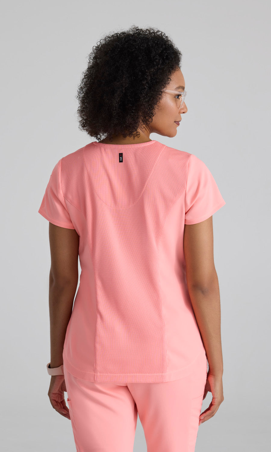 Grey's Anatomy Stretch GRST136 Capri Tuck-in Scrub Top Bright Papaya