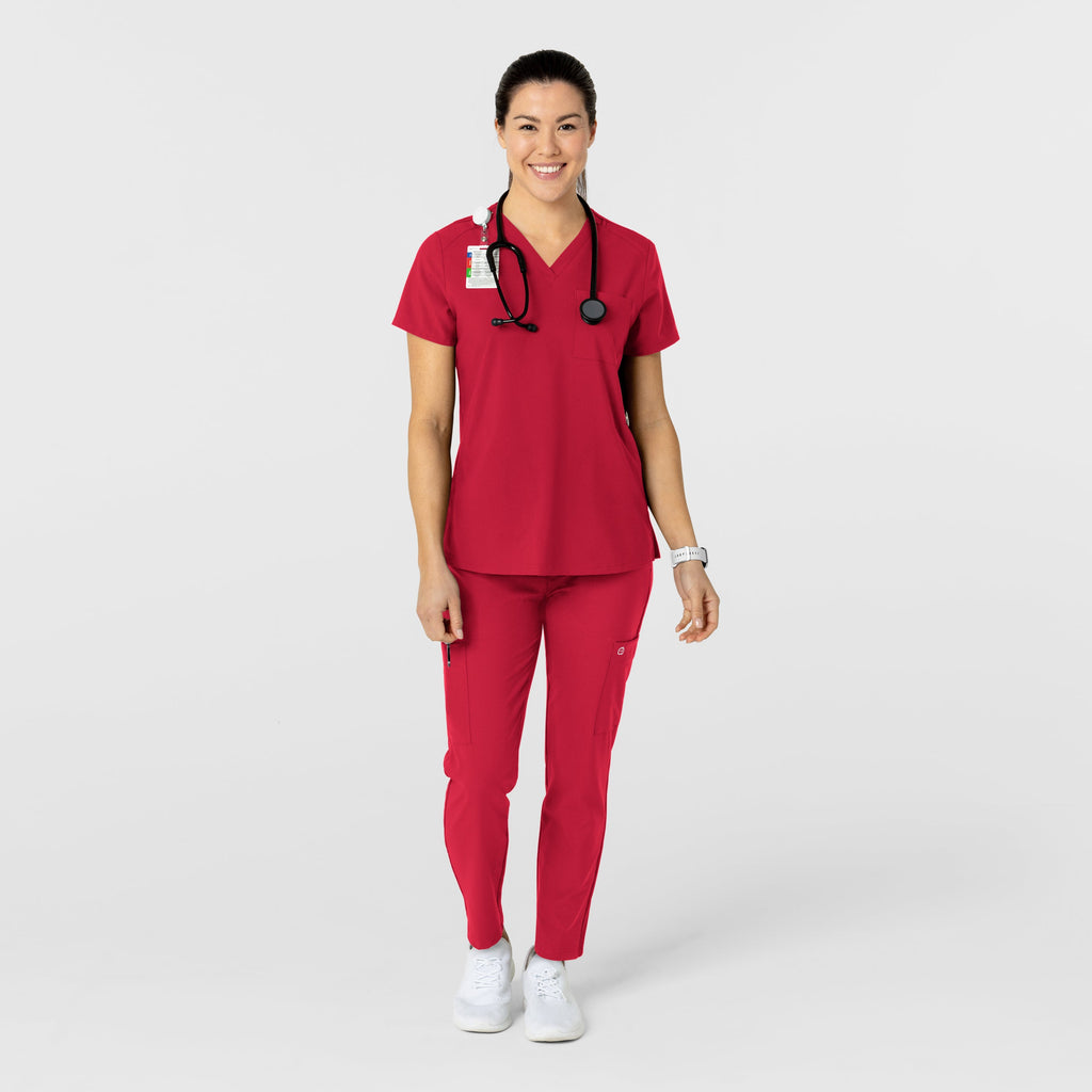 W123 5045 Flex-n-Reach Track Scrub Pants Red