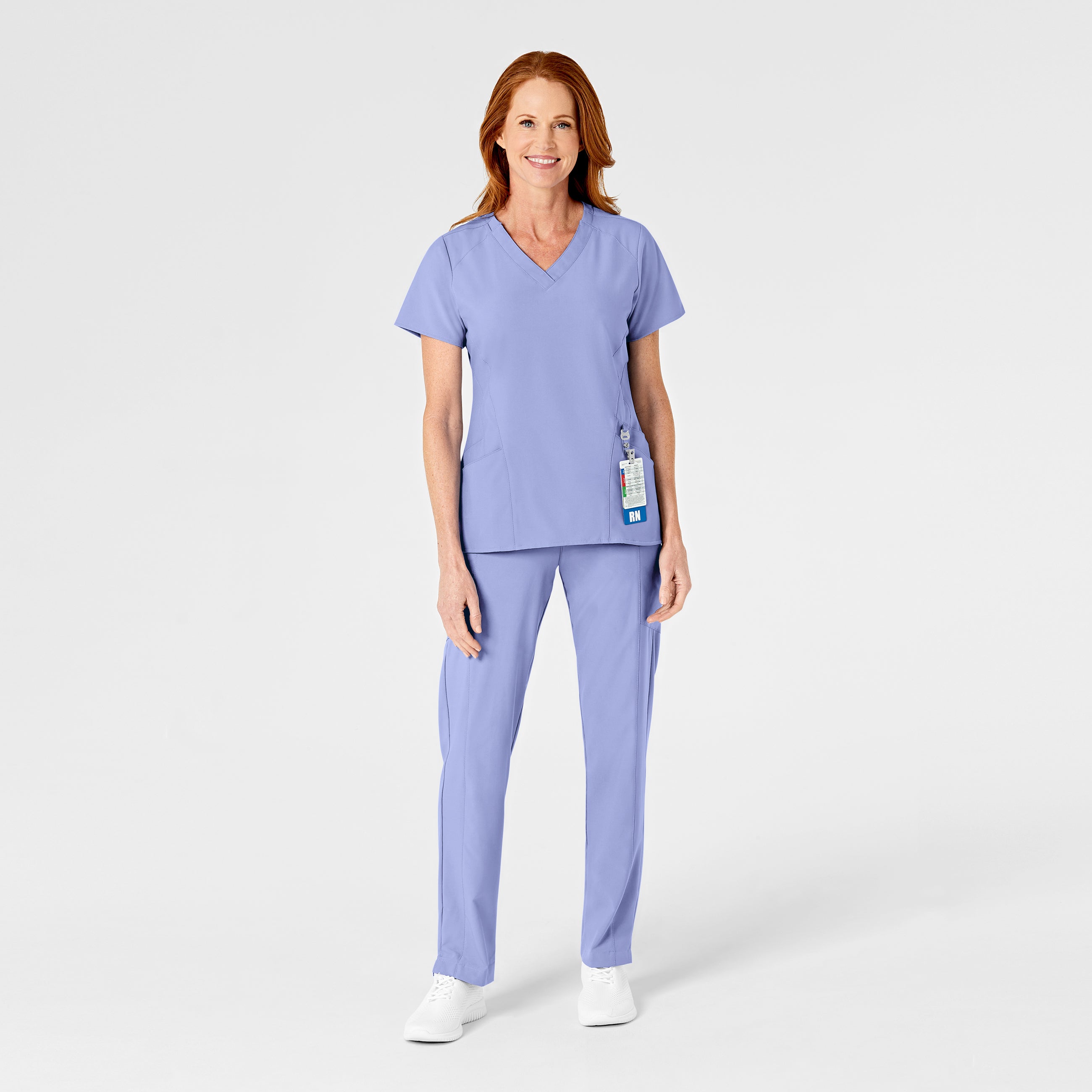 W123 5155 Flat Front Cargo Scrub Pants Ceil Blue