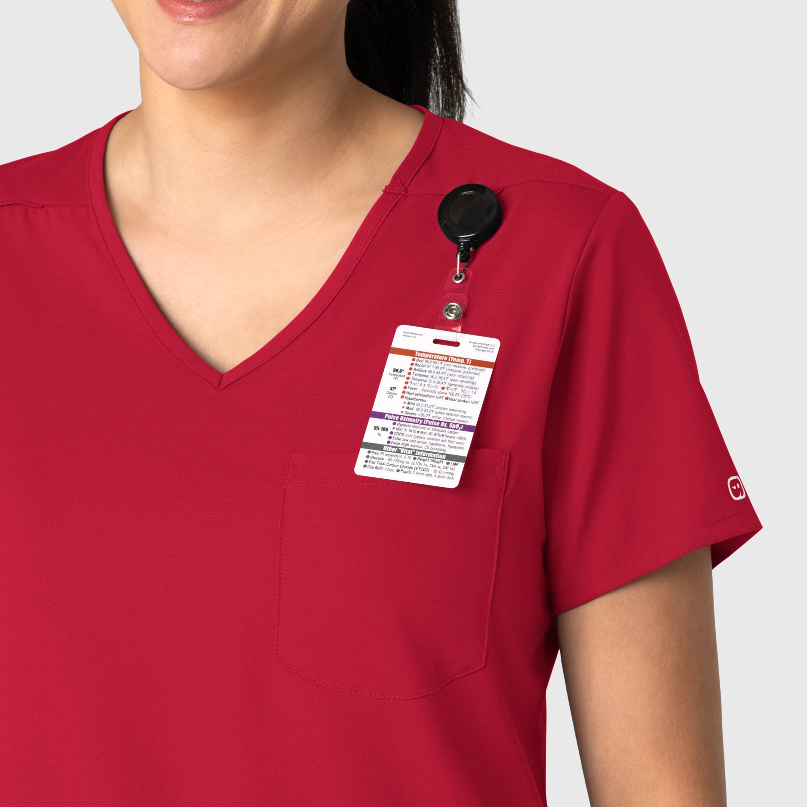 Boundless 6151 Tuck-In Scrub Top Red