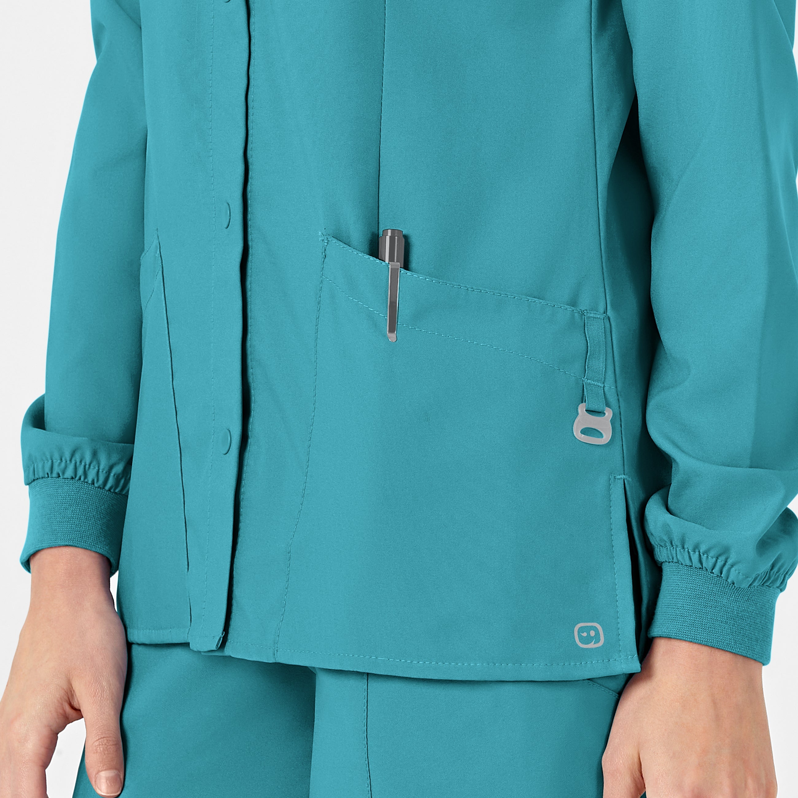 W123 8155 Crew Neck Warm Up Jacket Teal Blue