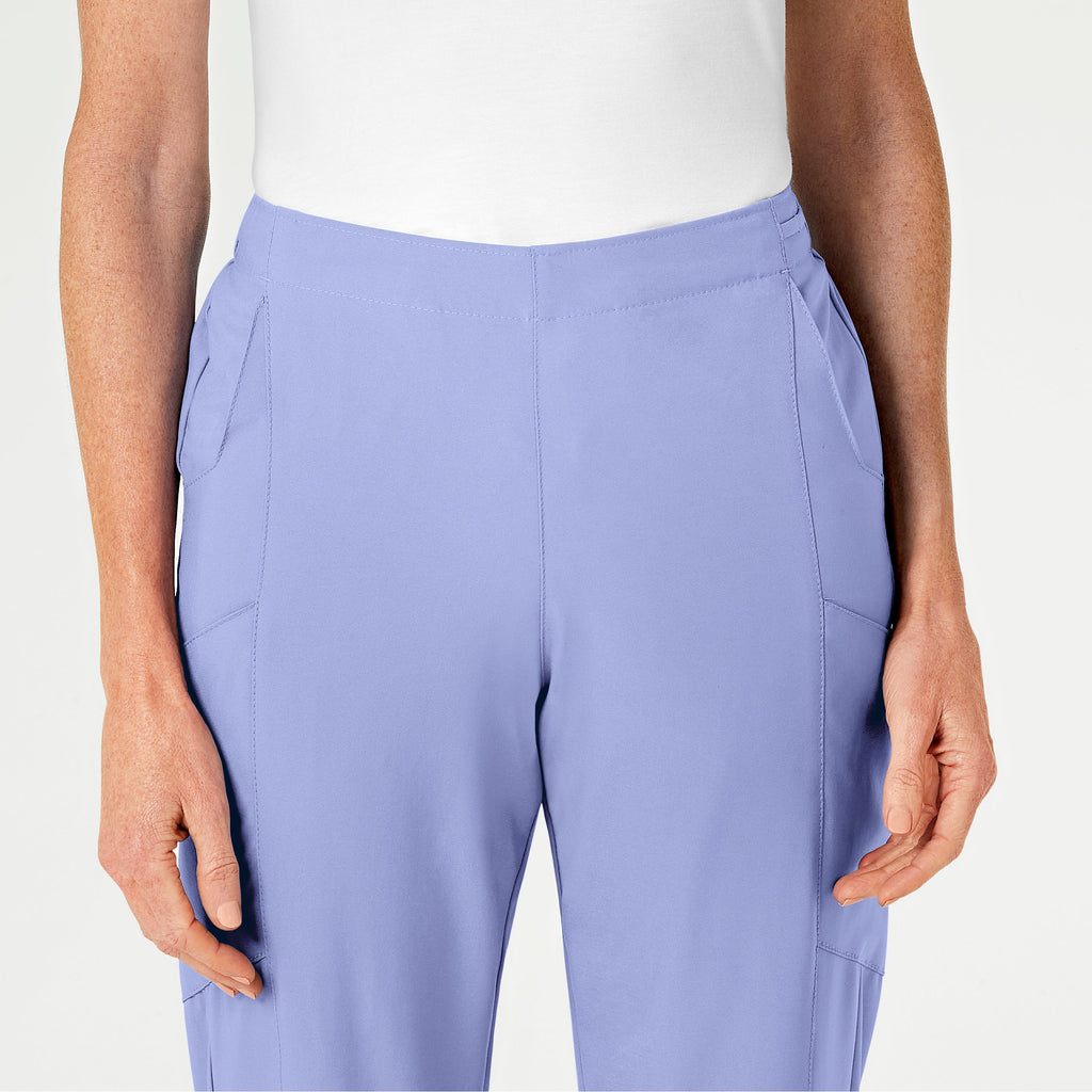 W123 5155 Flat Front Cargo Scrub Pants Ceil Blue