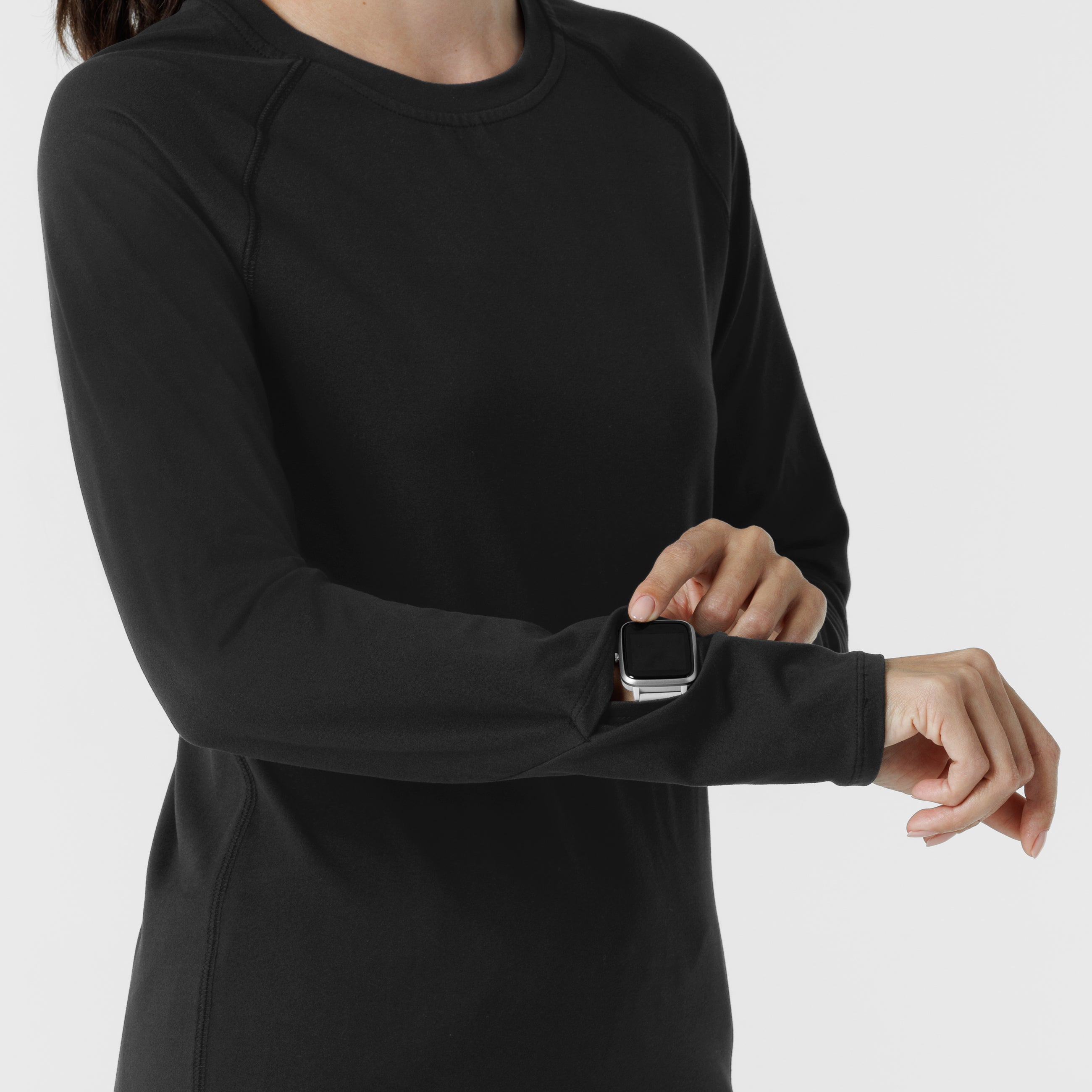 Layers 2139 Watch Window Long Sleeve Underscrub Top Black