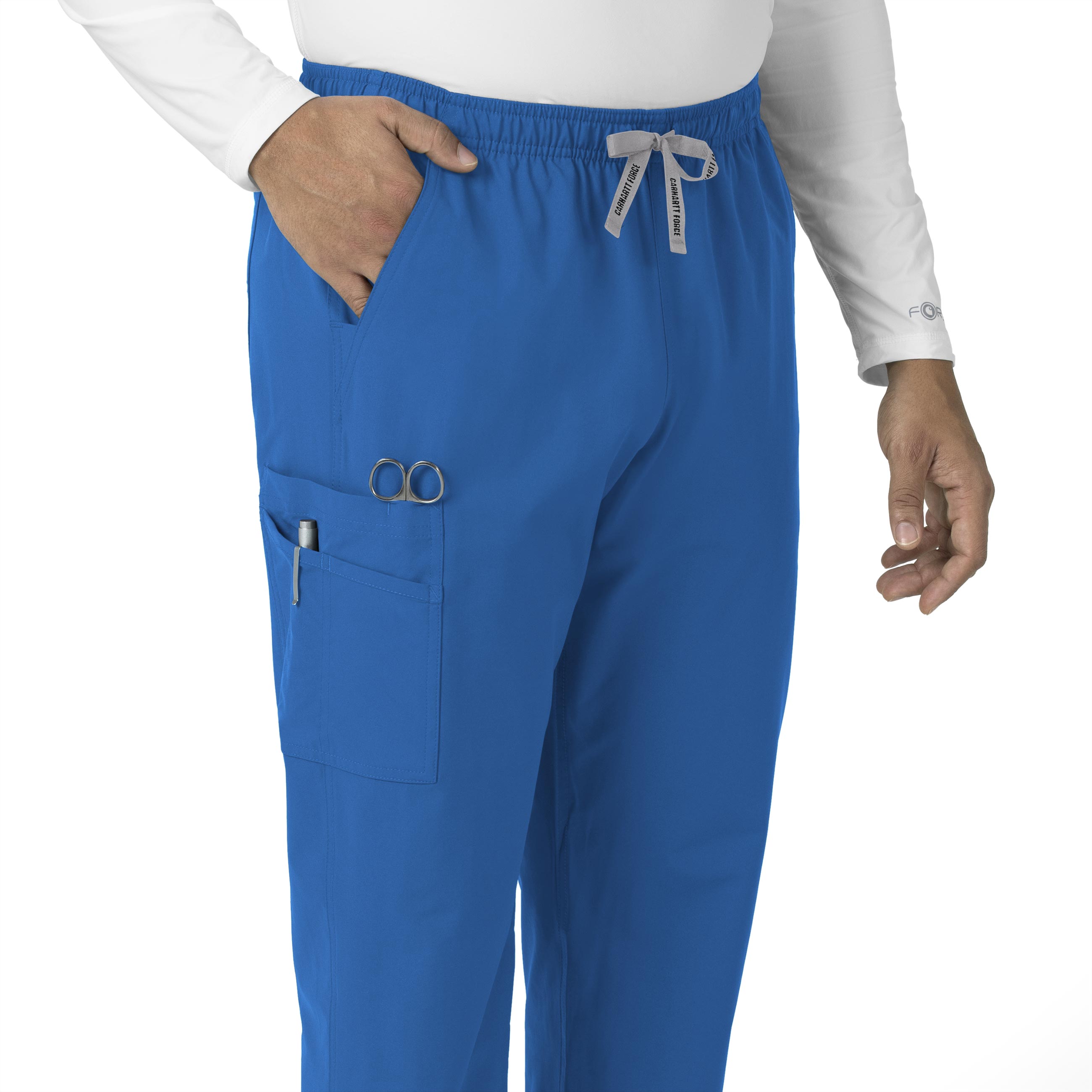 Force Essentials C55013 Unisex Elastic Waist Cargo Scrub Pants Royal