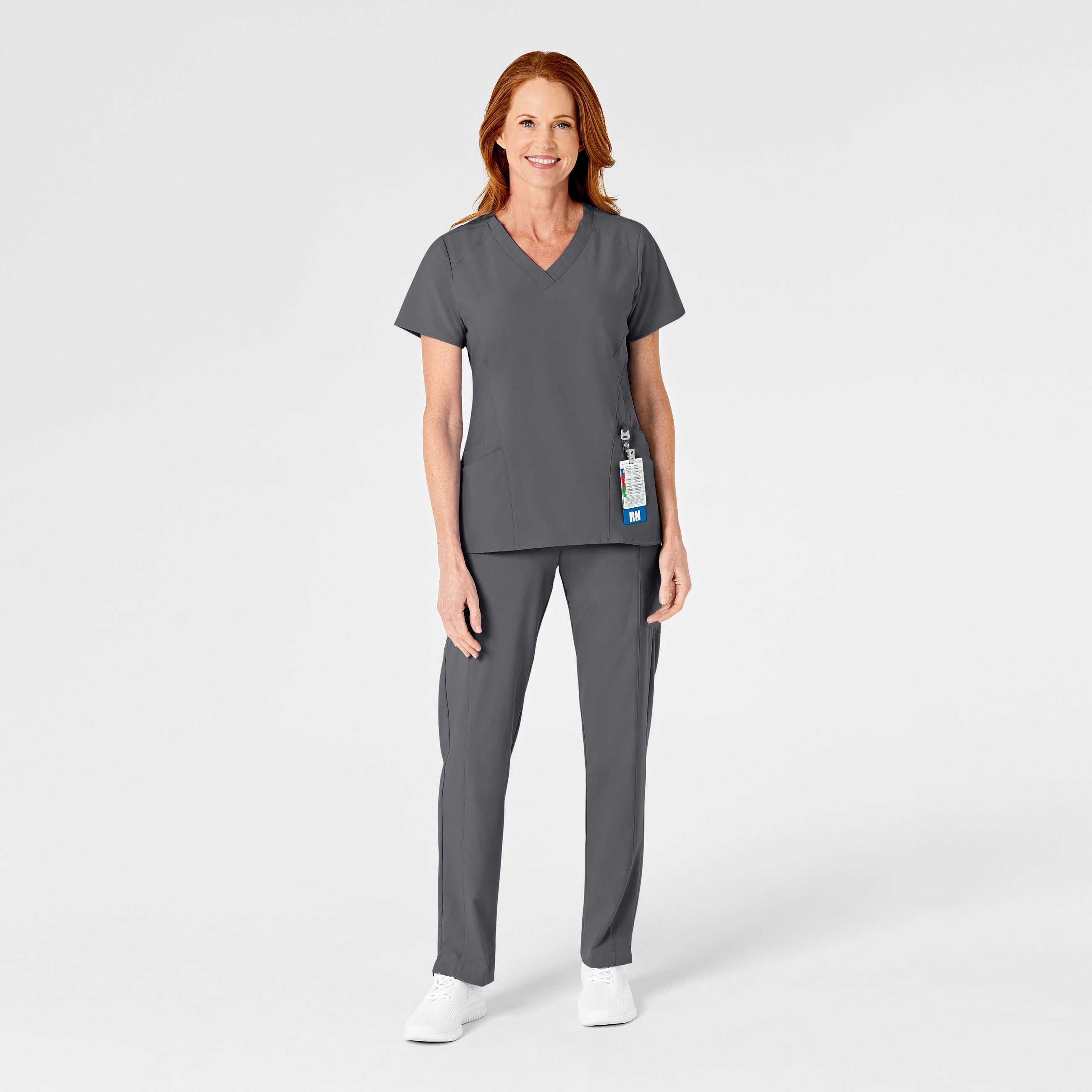 W123 5155 Flat Front Cargo Scrub Pants Pewter