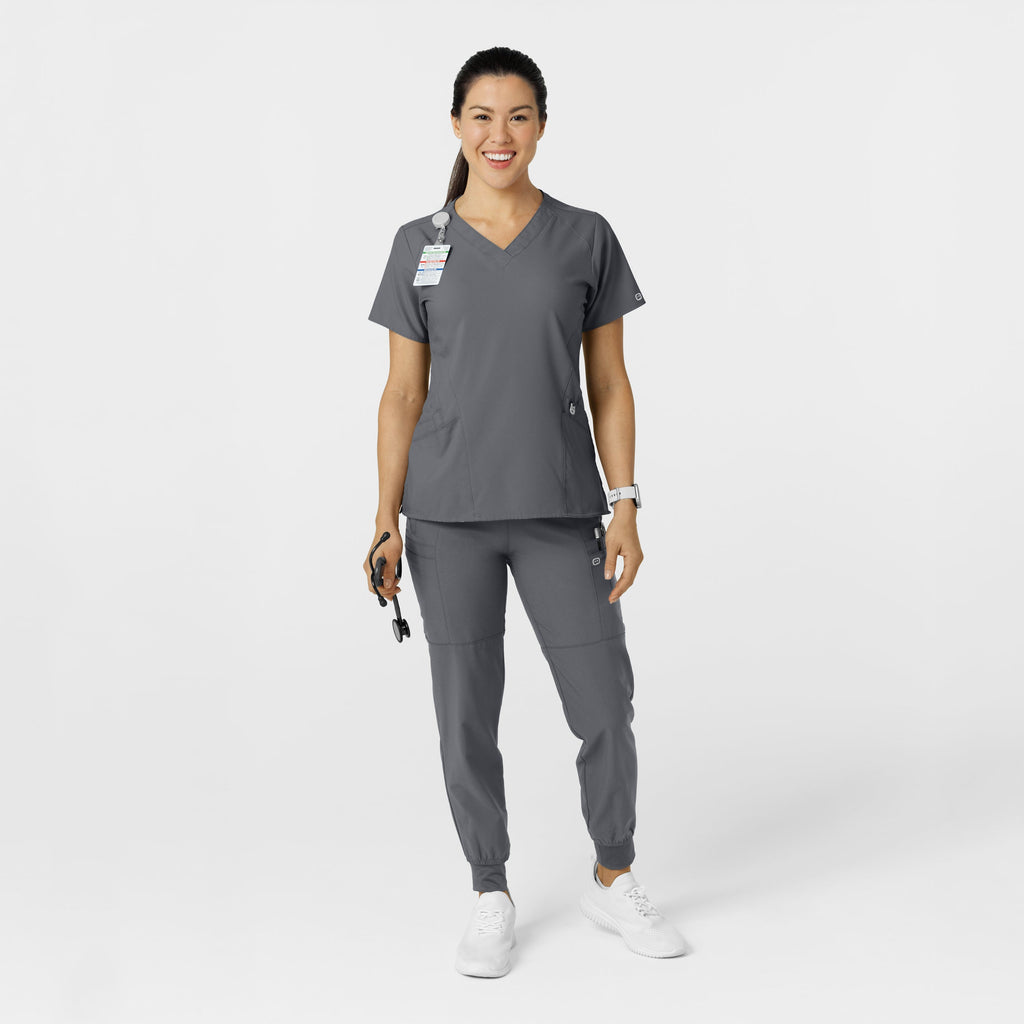 W123 5555 Comfort Waist Cargo Jogger Scrub Pants Pewter