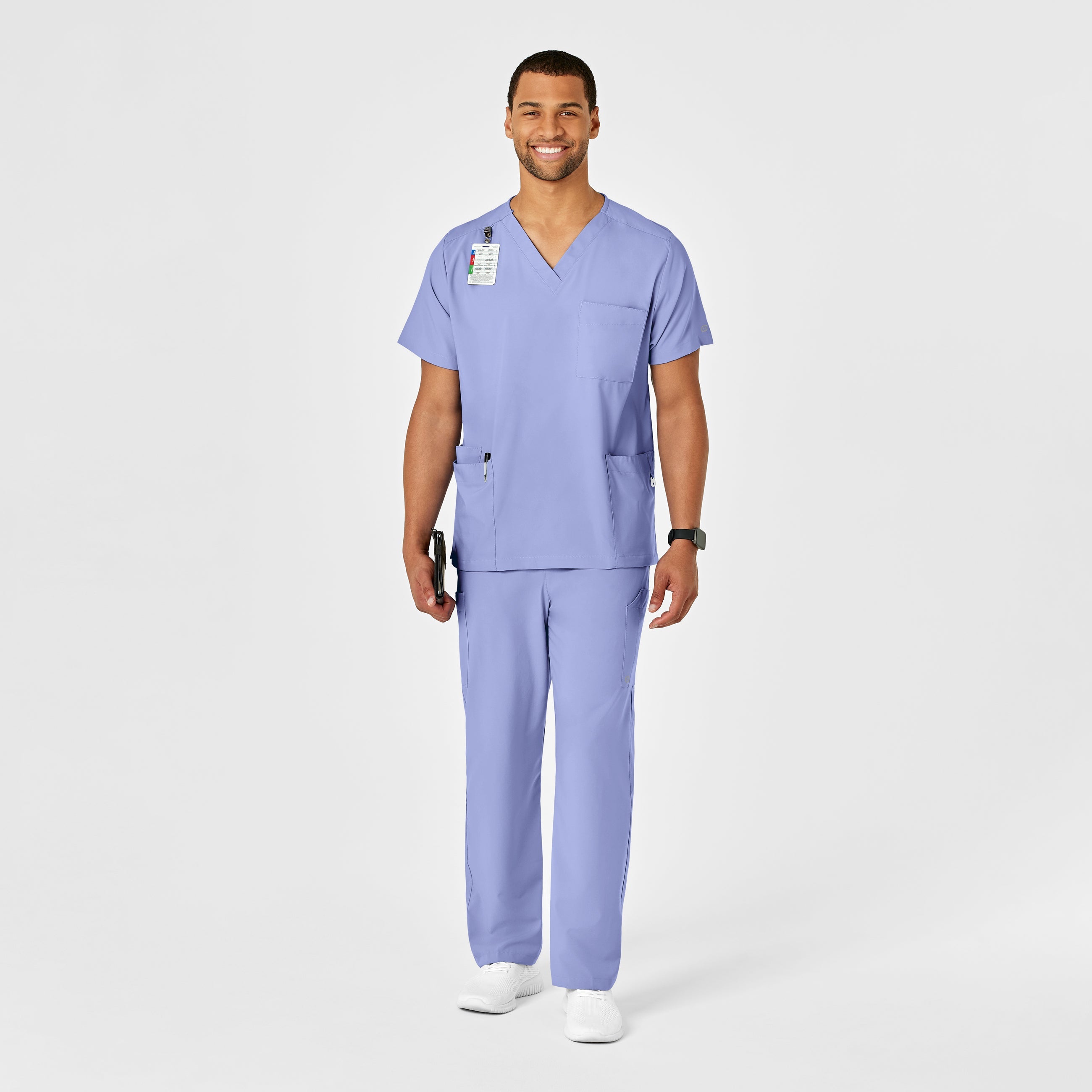 W123 5855 Unisex Multi-Cargo Scrub Pants Ceil Blue