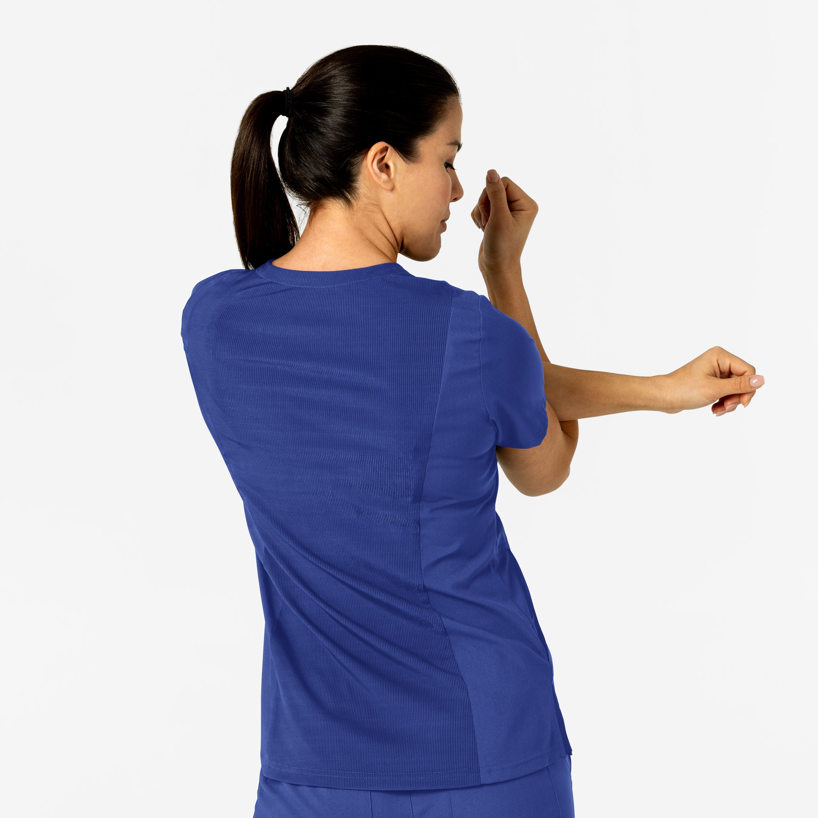 W123 6045 Women's Flex-n-Reach V-Neck Scrub Top Galaxy Blue