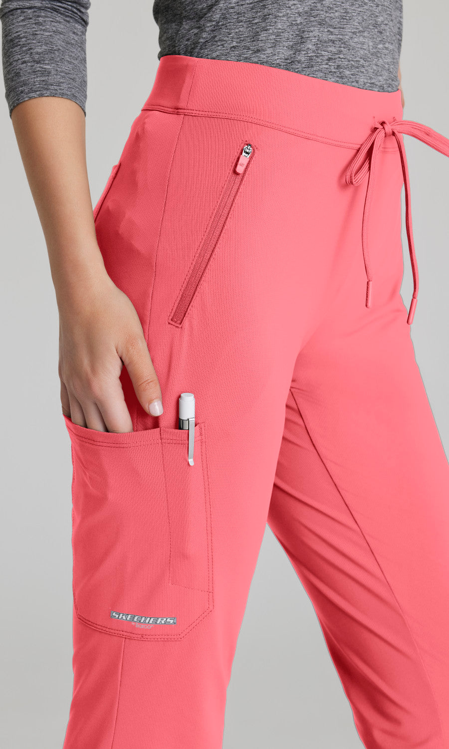 Skechers Slip-Ins Knits SKP656 Glide Knit Flare Scrub Pants Punch Pink