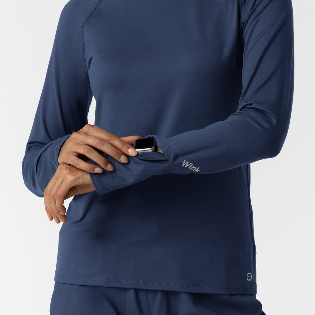 Layers 2139 Women's Watch Window Long Sleeve Underscrub Top Navy