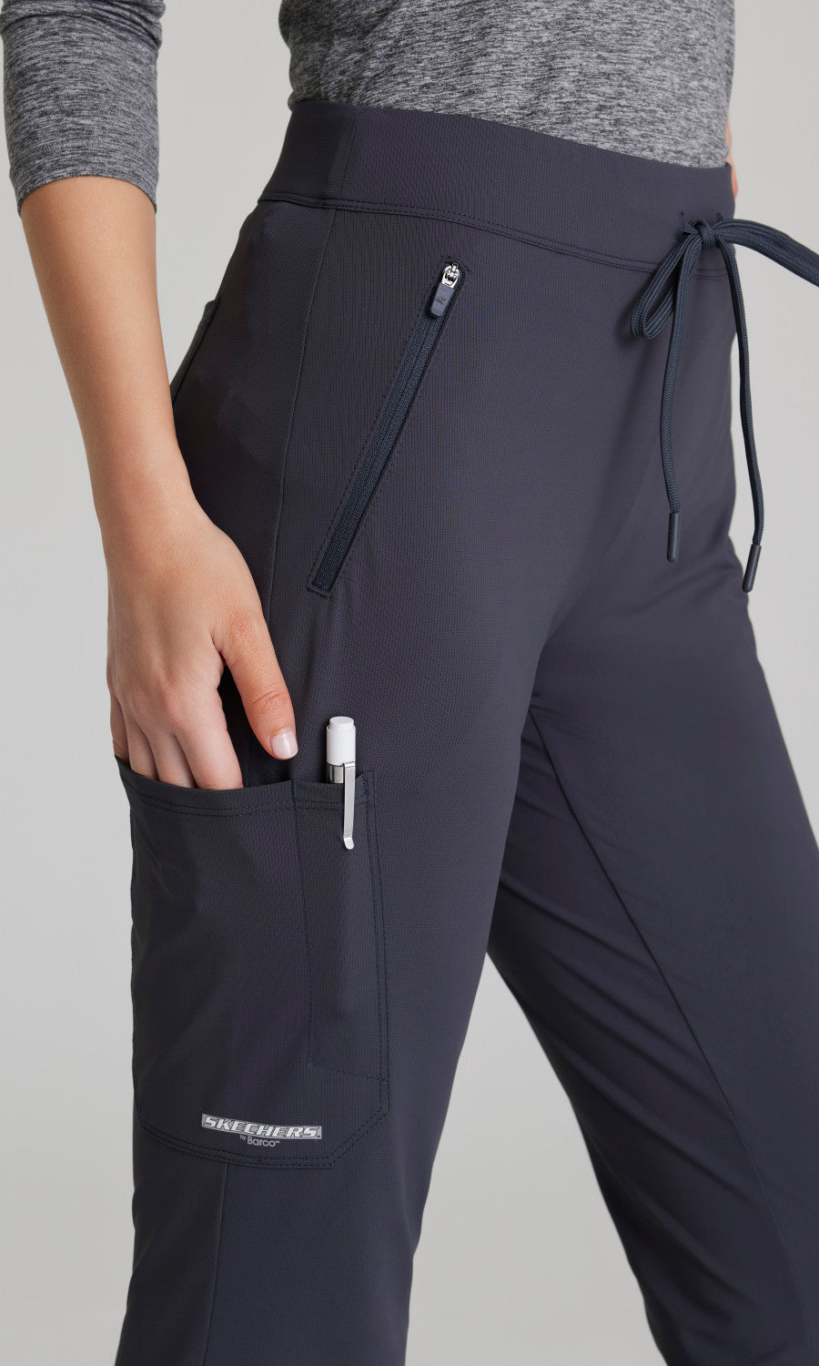 Skechers Slip-Ins Knits SKP656 Glide Knit Flare Scrub Pants Pewter