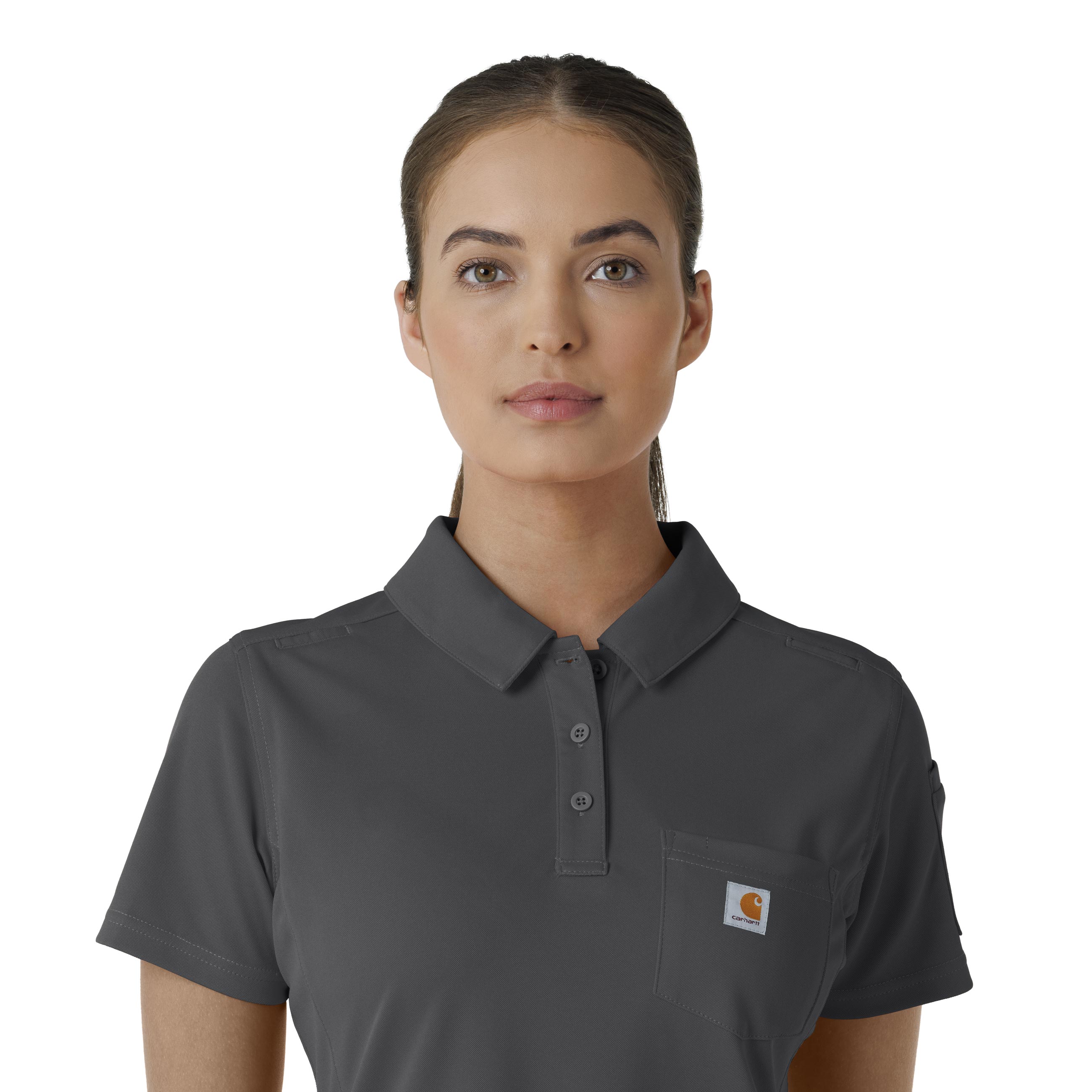 Rugged Flex C12119 Women's Lightweight Short Sleeve Polo Scrub Top Pewter